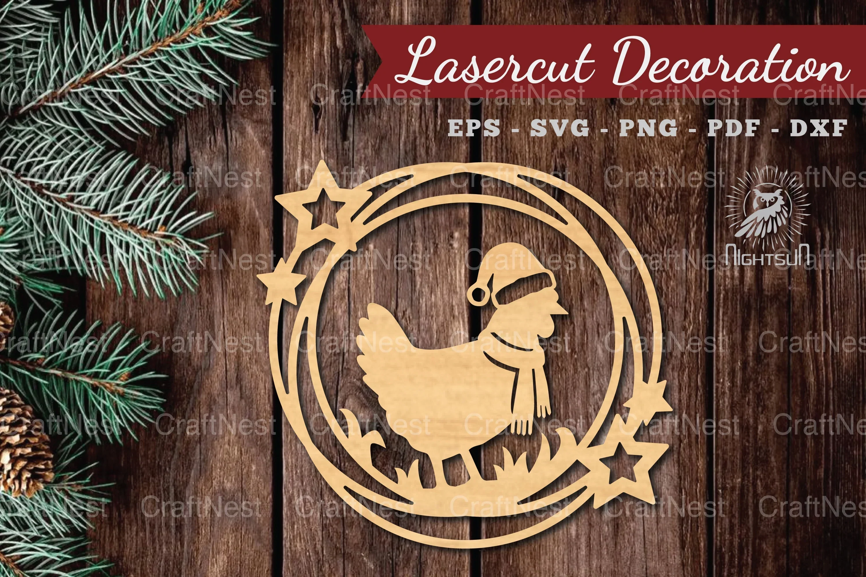 Christmas Hen Laser Cut Round Clipart Bundle
