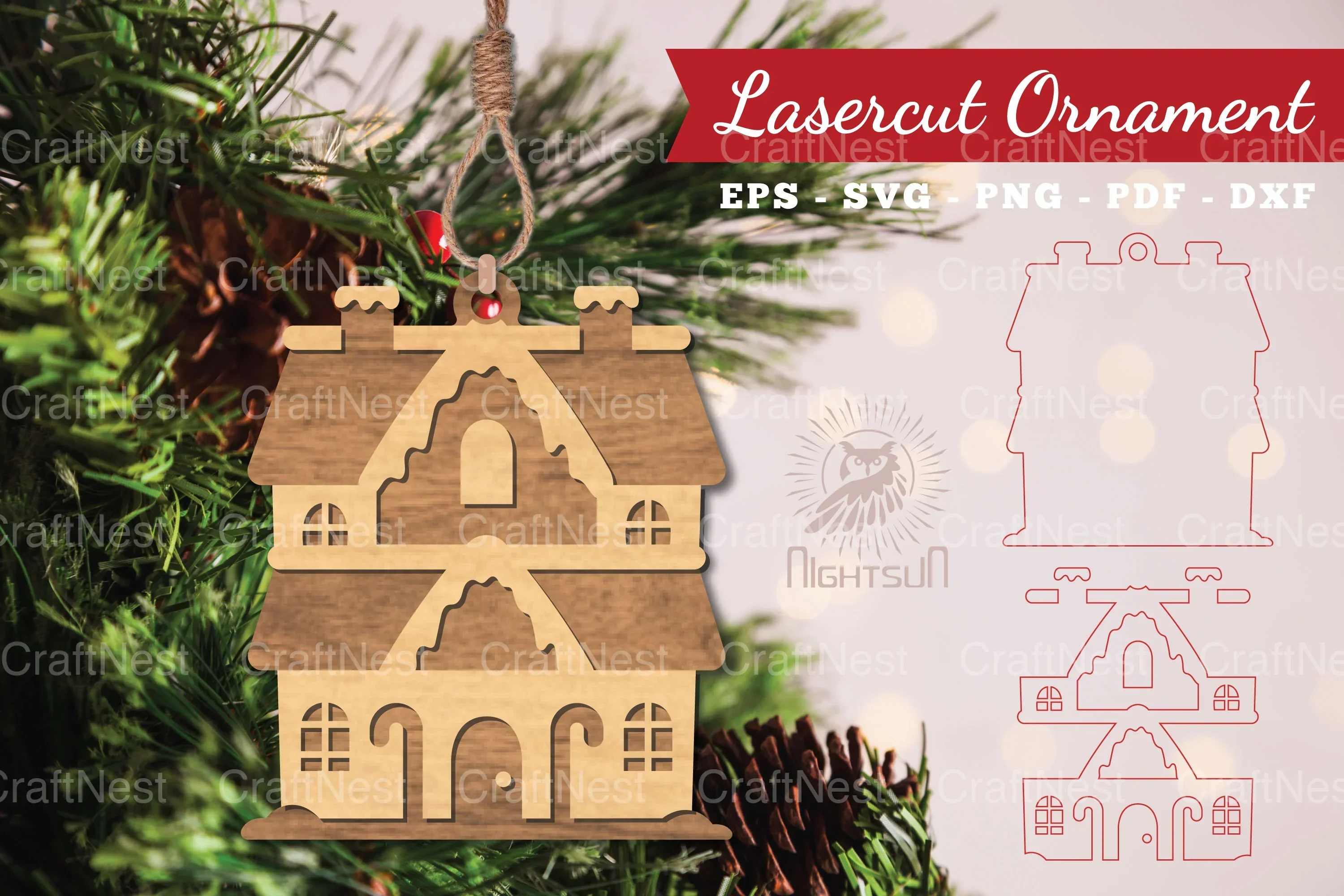 Christmas Home Laser Cut Ornament Clipart Bundle