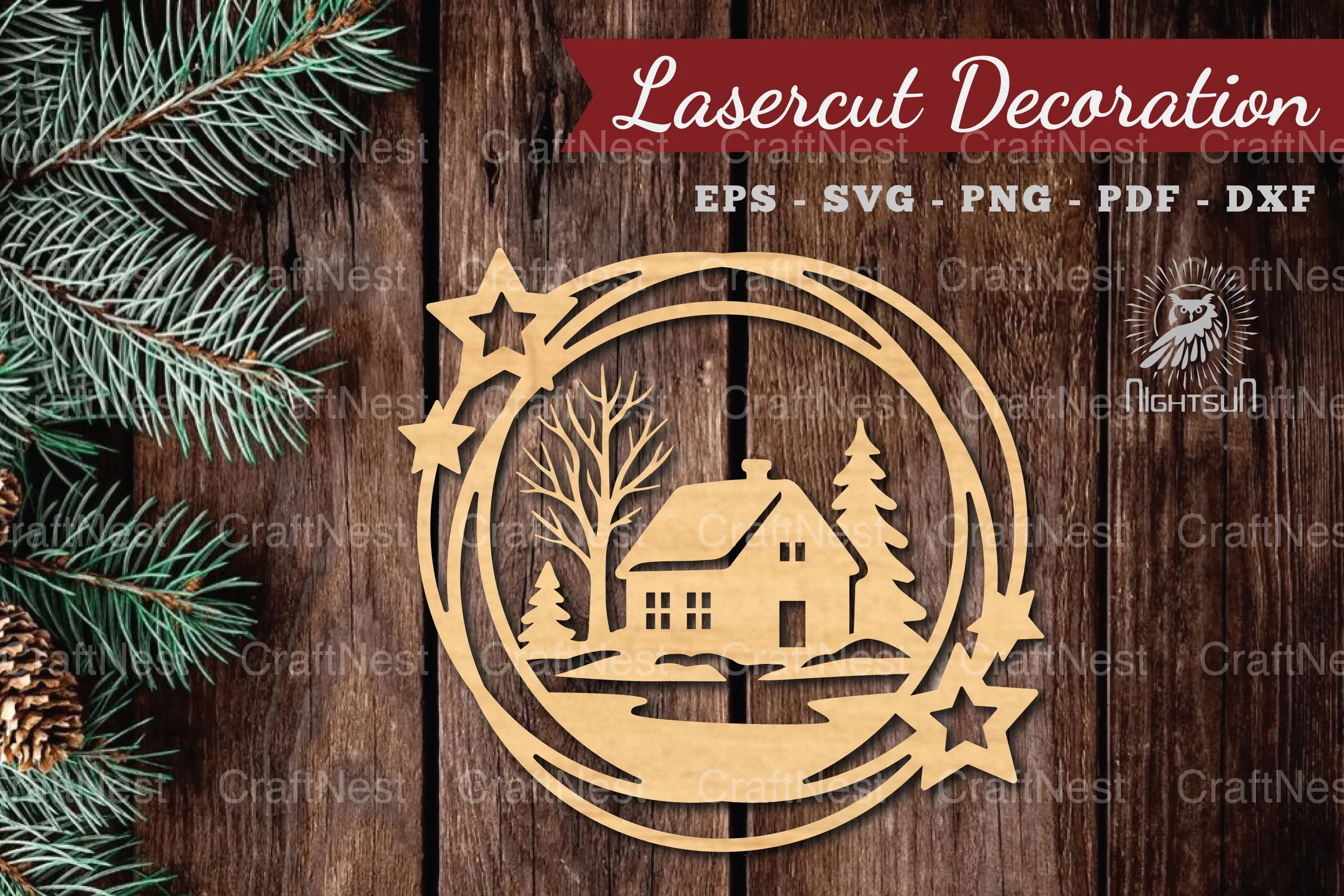 Christmas House Laser Cut Round SVG Bundle