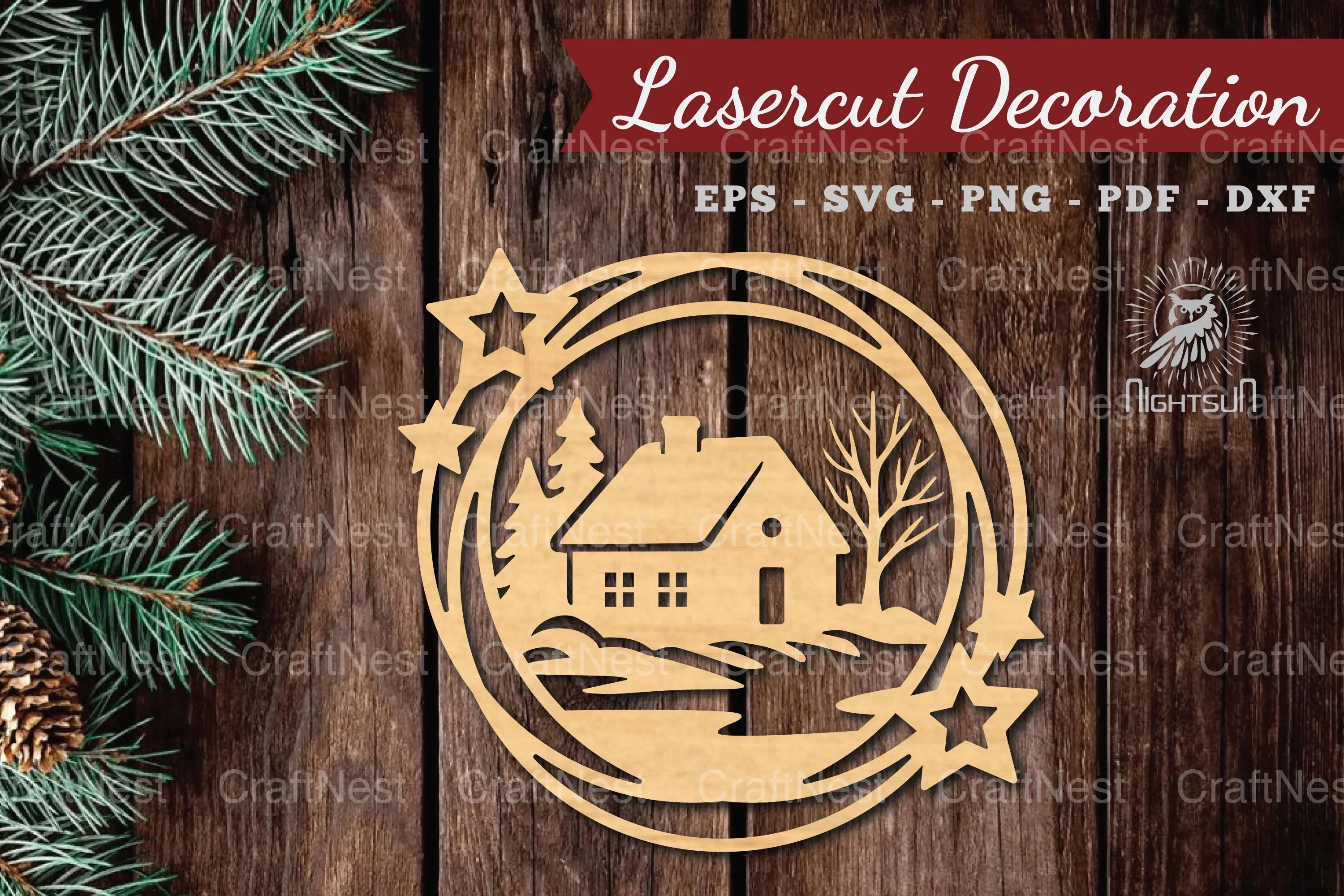 Christmas House Laser Cut Round SVG Bundle