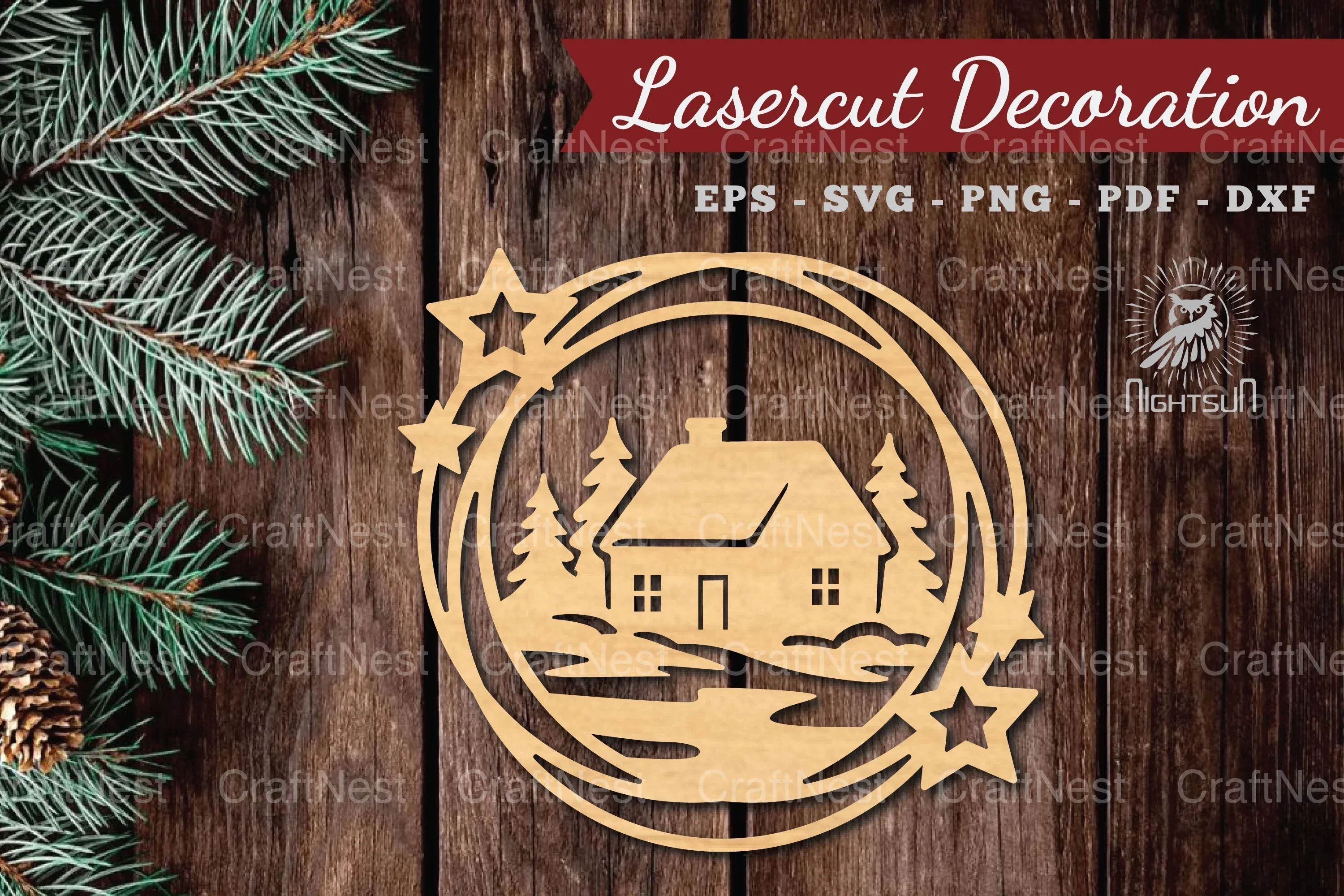 Christmas House Laser Cut Round SVG Bundle