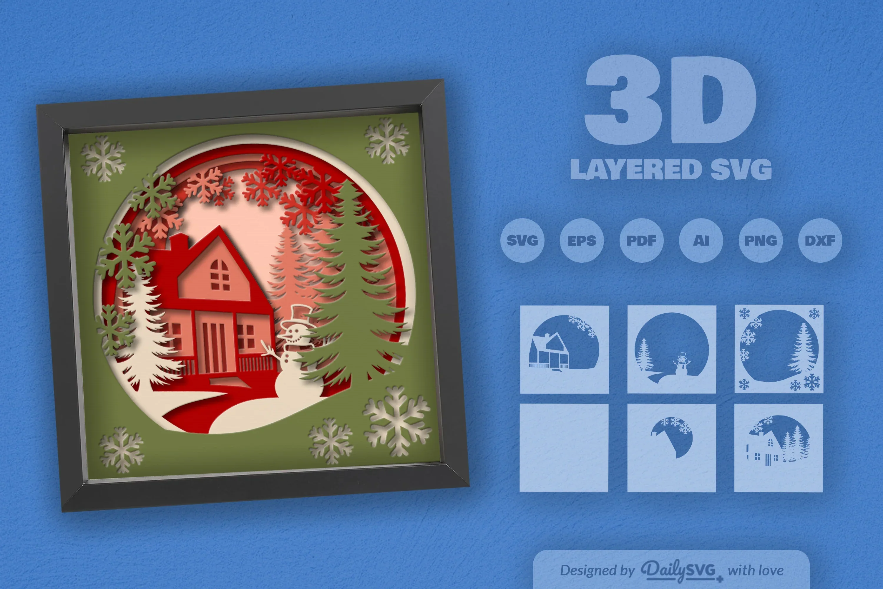Christmas House Papercut SVG Bundle - Image 2