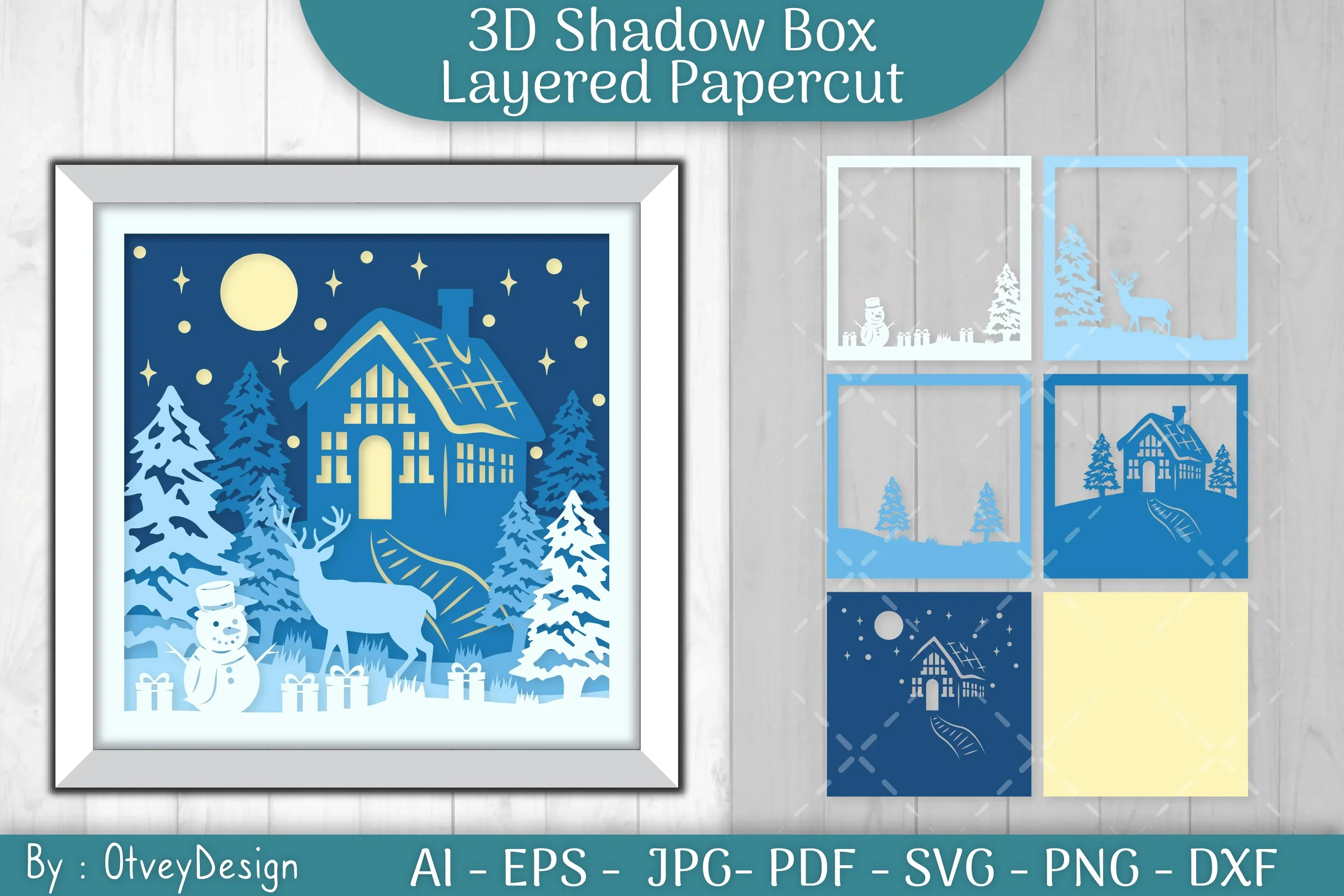 Christmas House Scene 3D Shadow Box SVG Bundle - Image 2
