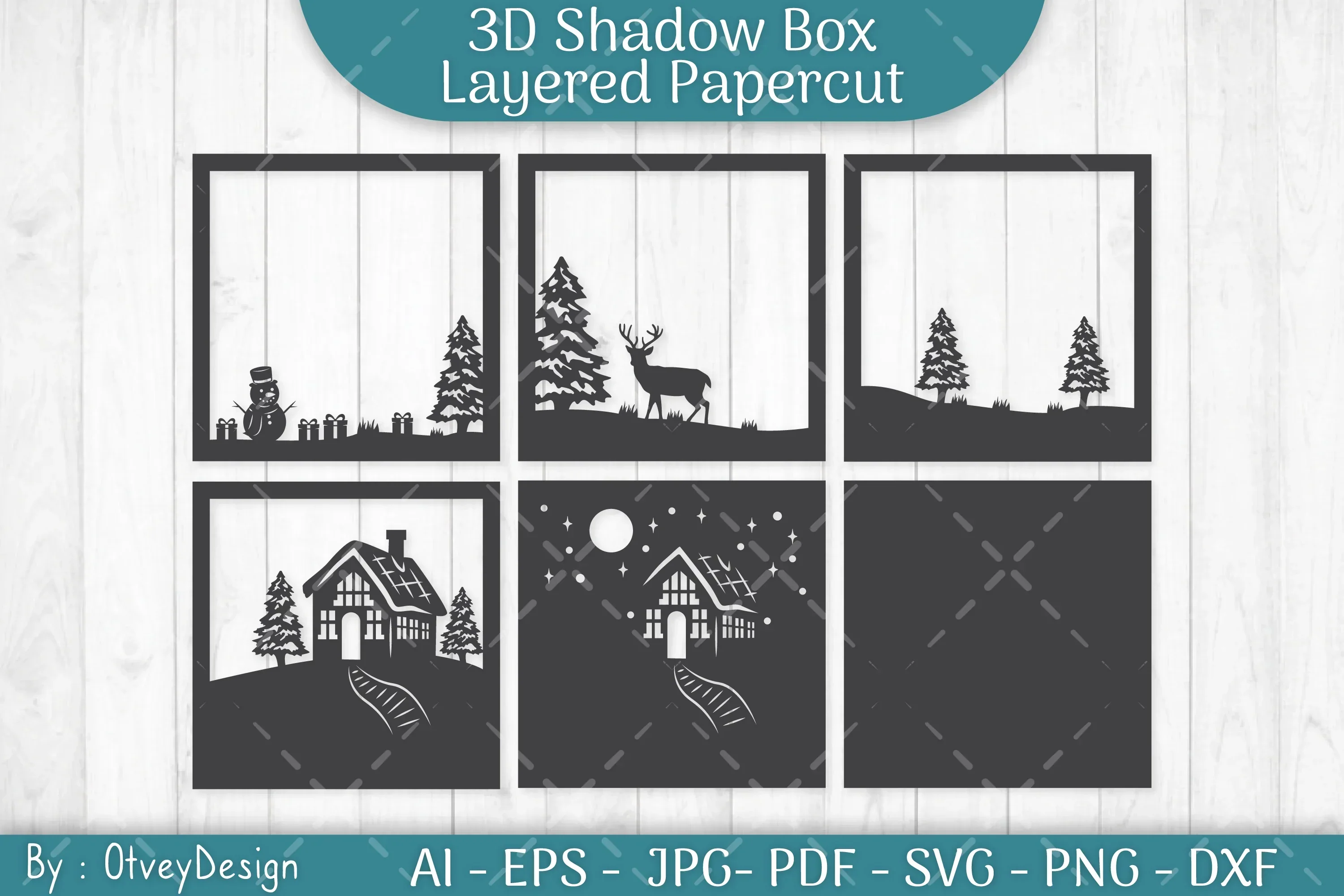 Christmas House Scene 3D Shadow Box SVG Bundle - Image 3