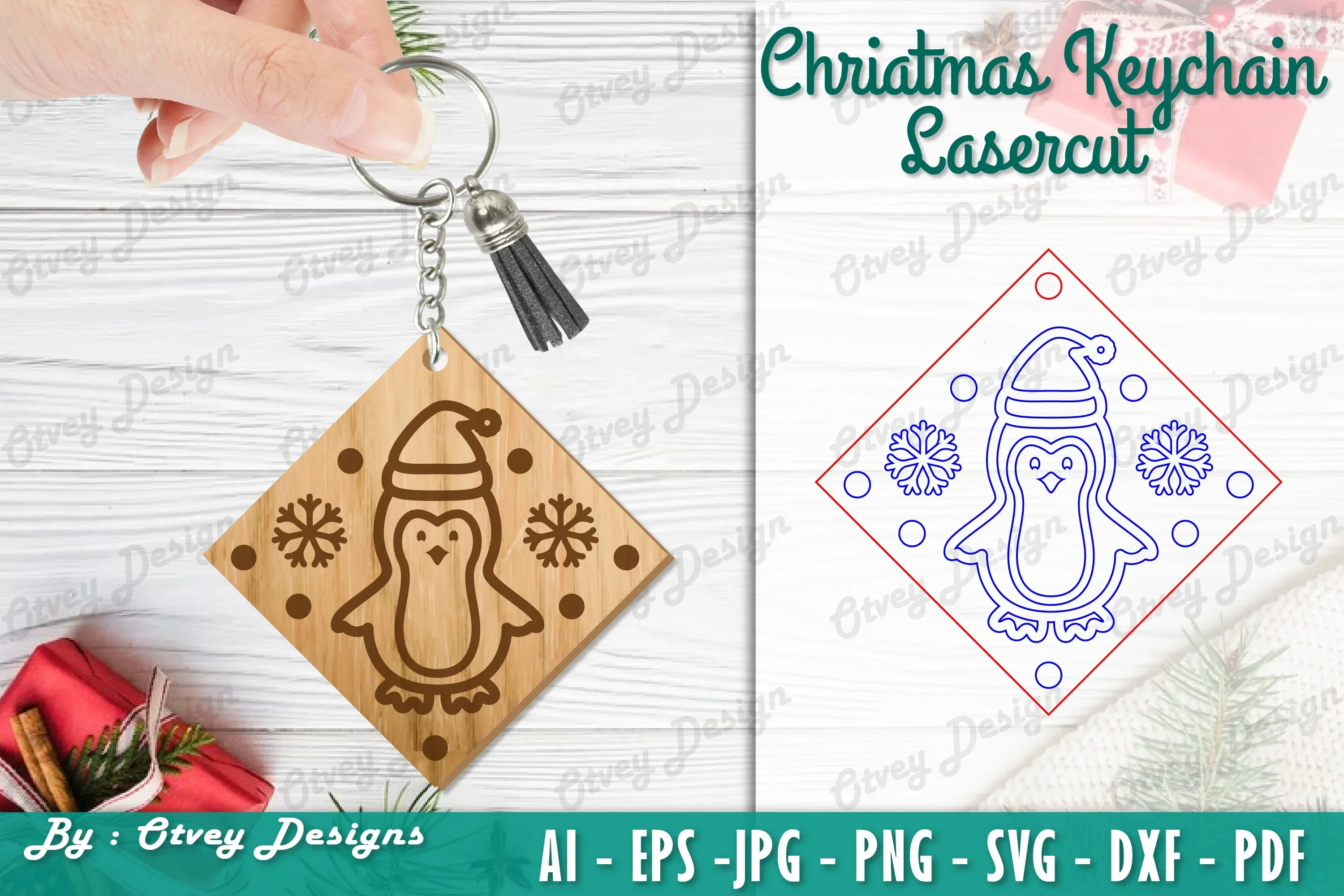 Christmas Keychain Lasercut SVG Bundle