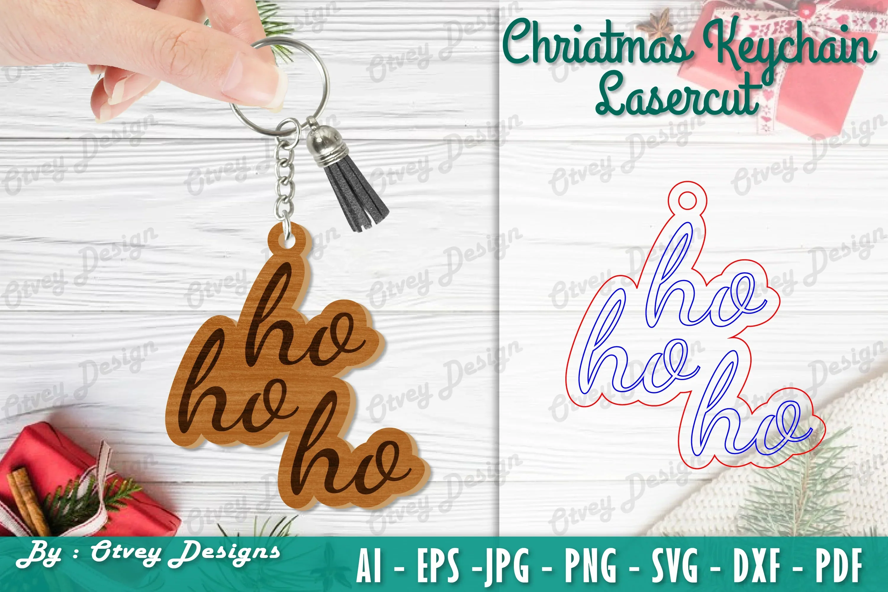 Christmas Keychain Lasercut SVG Bundle