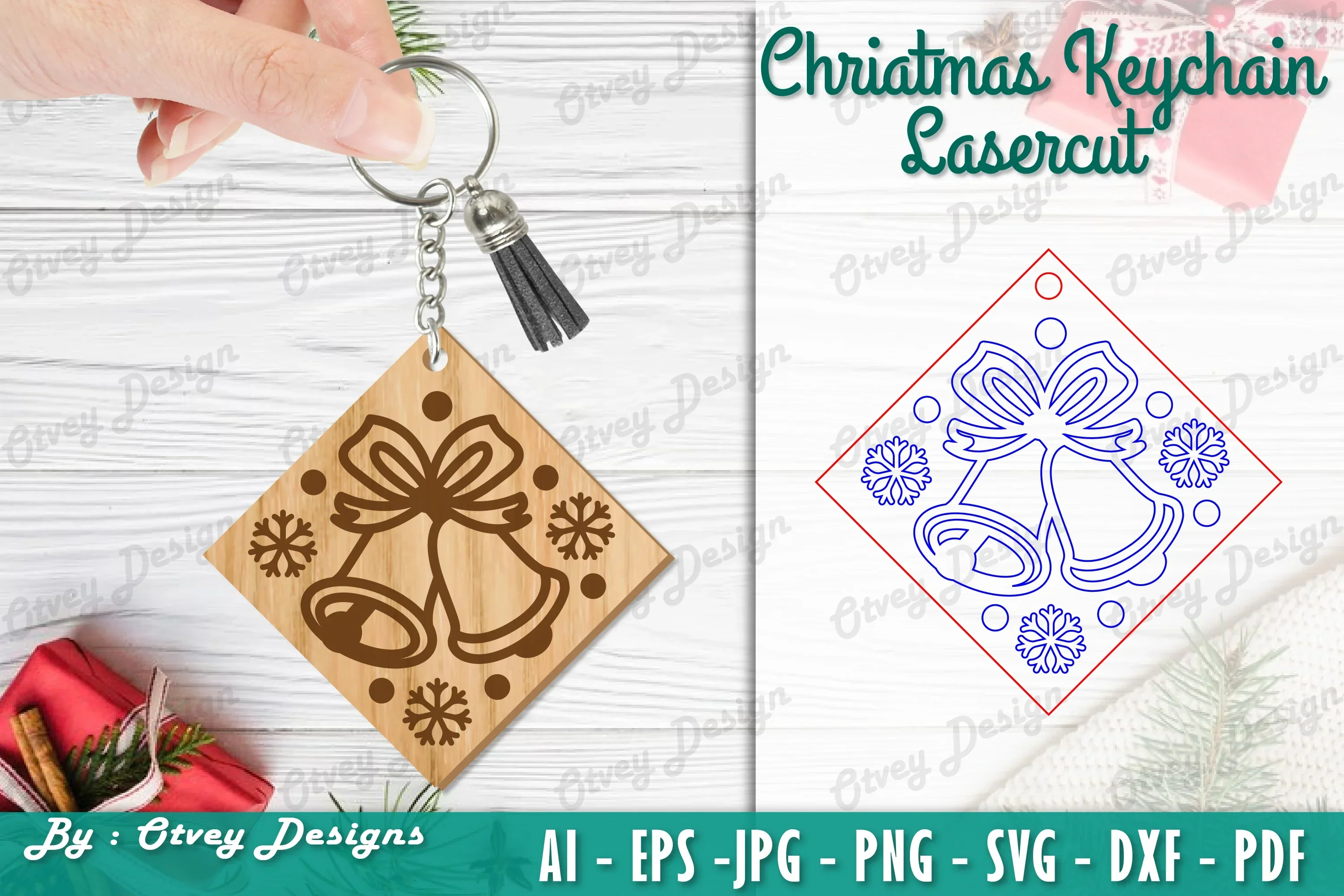 Christmas Keychain Lasercut SVG Bundle