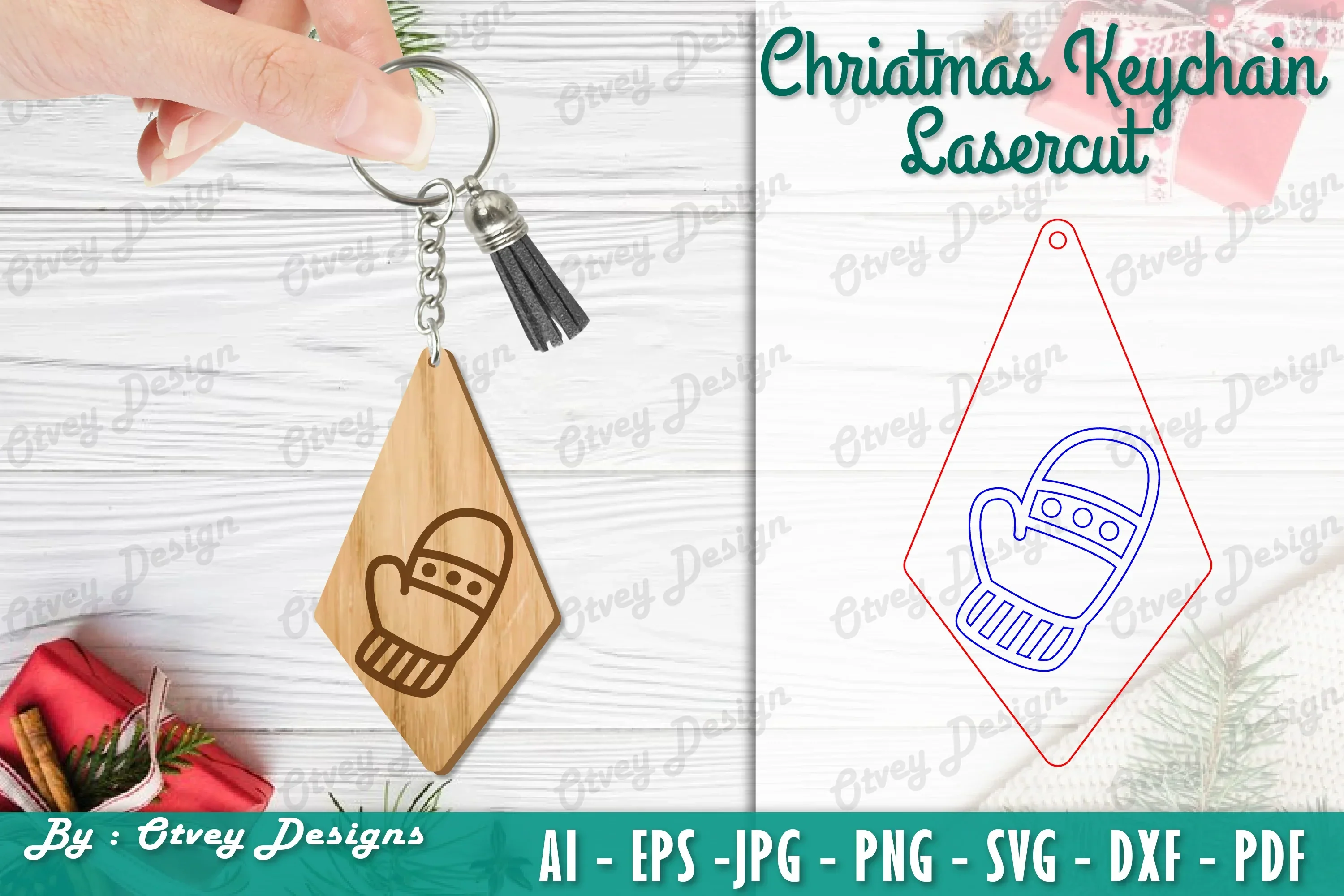 Christmas Keychain Lasercut SVG Bundle