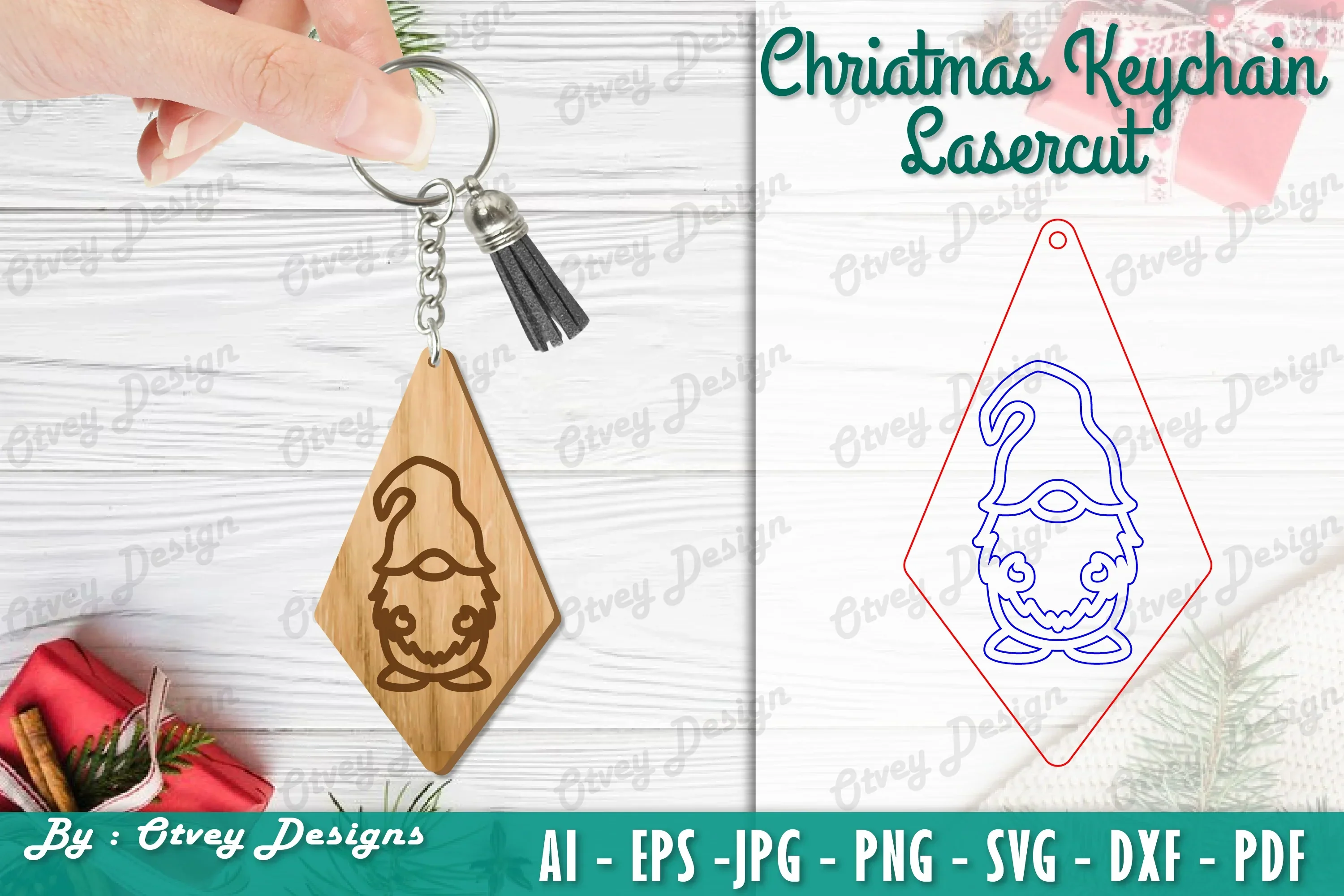 Christmas Keychain Lasercut SVG Bundle