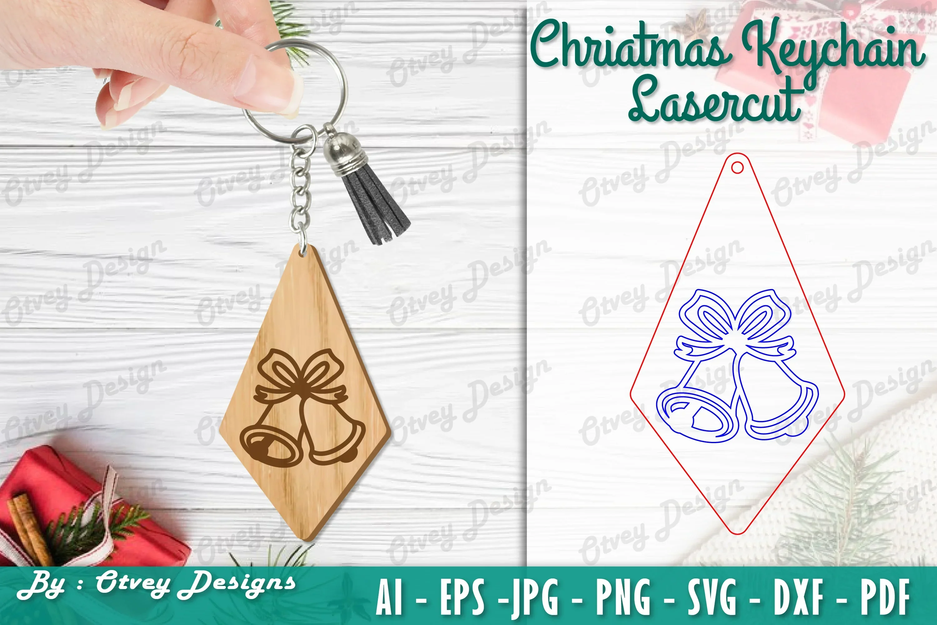 Christmas Keychain Lasercut SVG Bundle