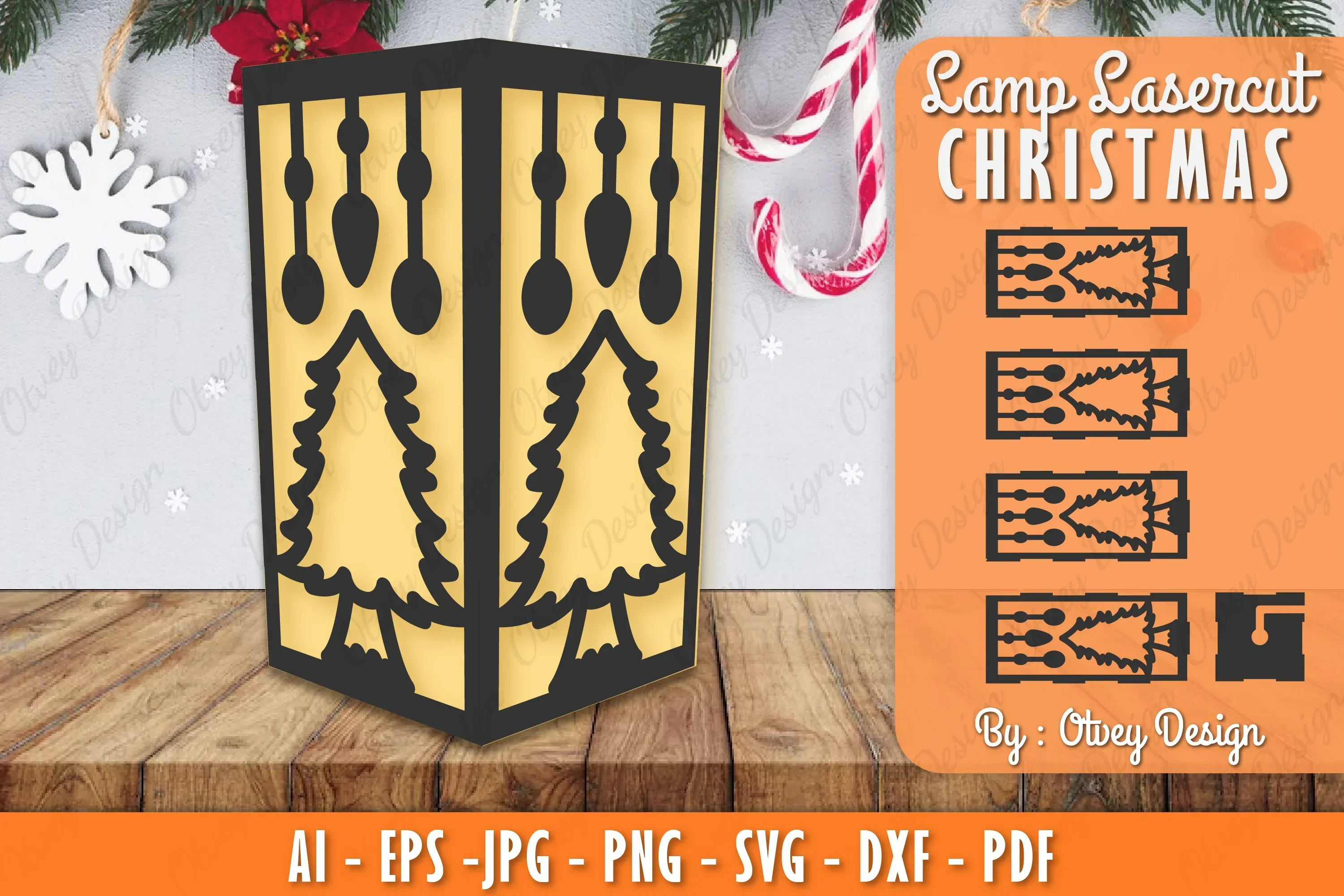 Christmas Lamp Lasercut SVG Bundle
