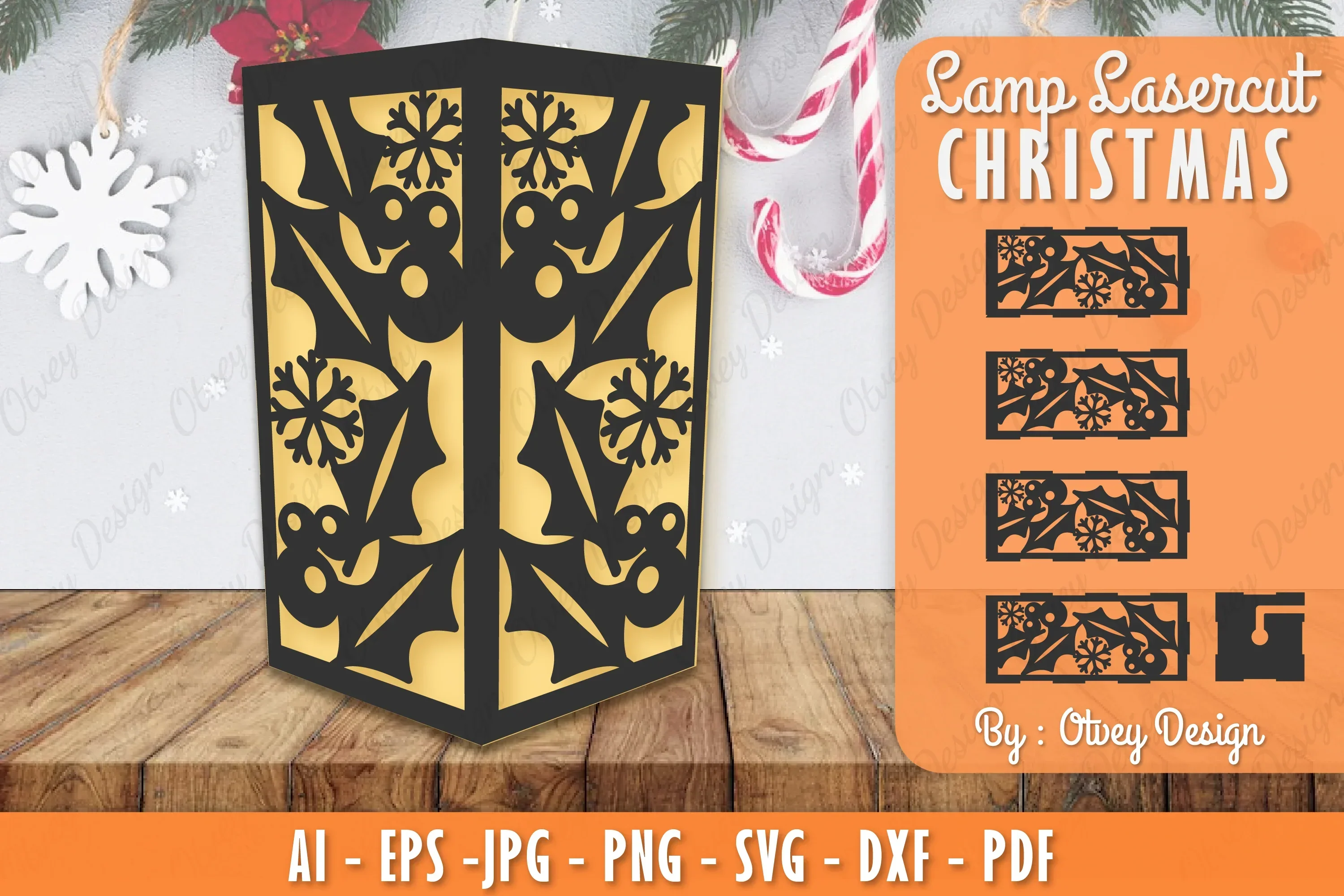 Christmas Lamp Lasercut SVG Bundle