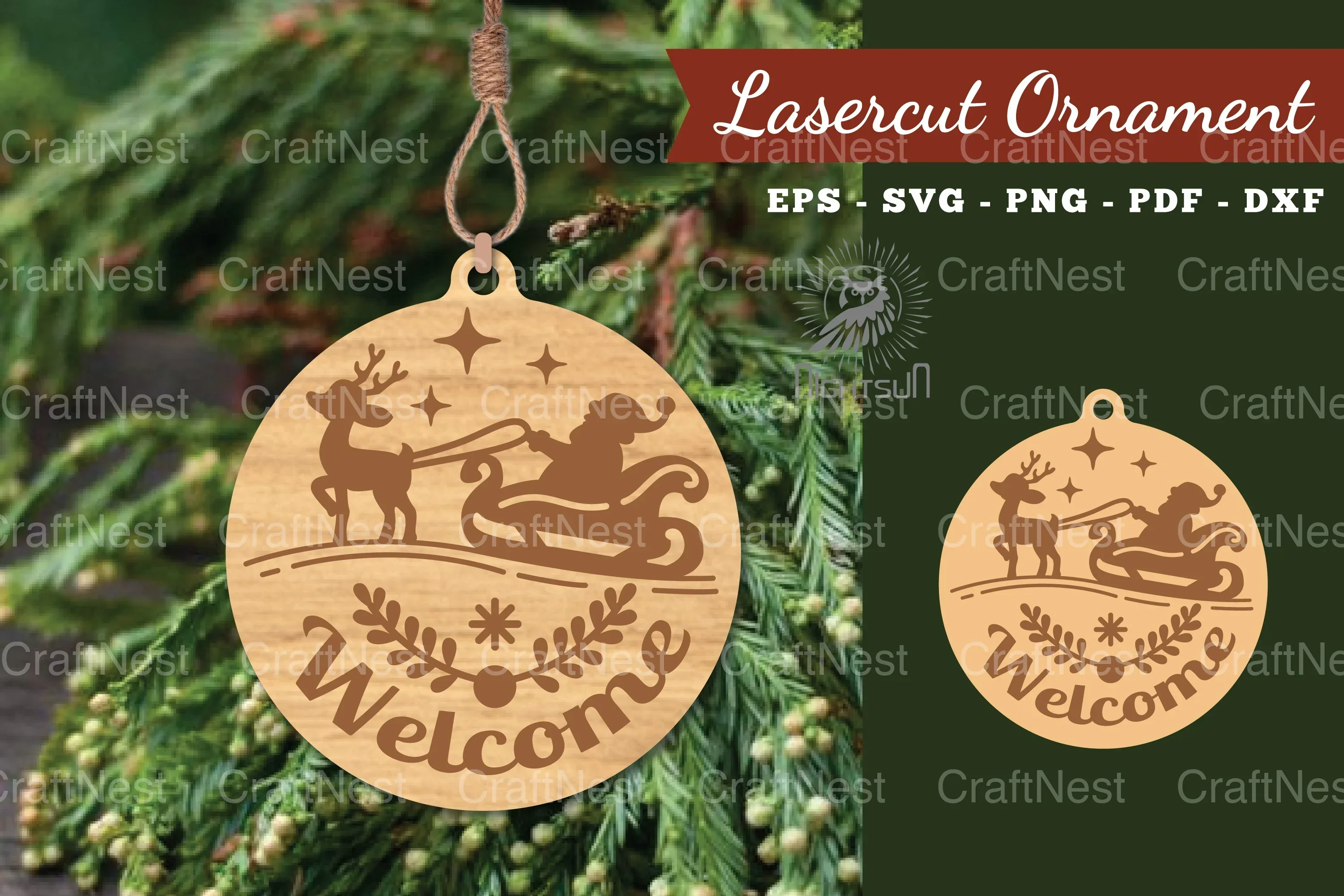 Christmas Laser Cut Ornament Clipart Bundle
