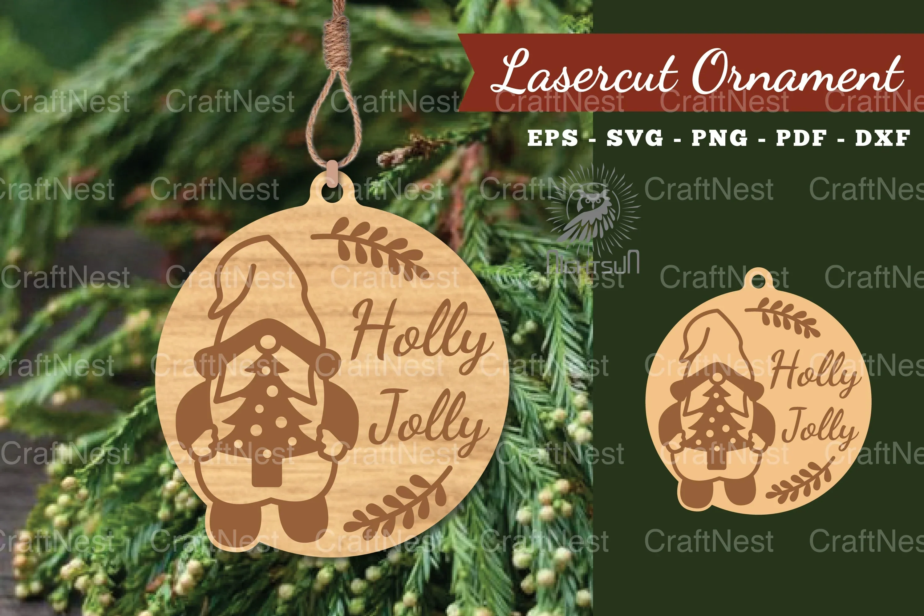 Christmas Laser Cut Ornament Clipart Bundle