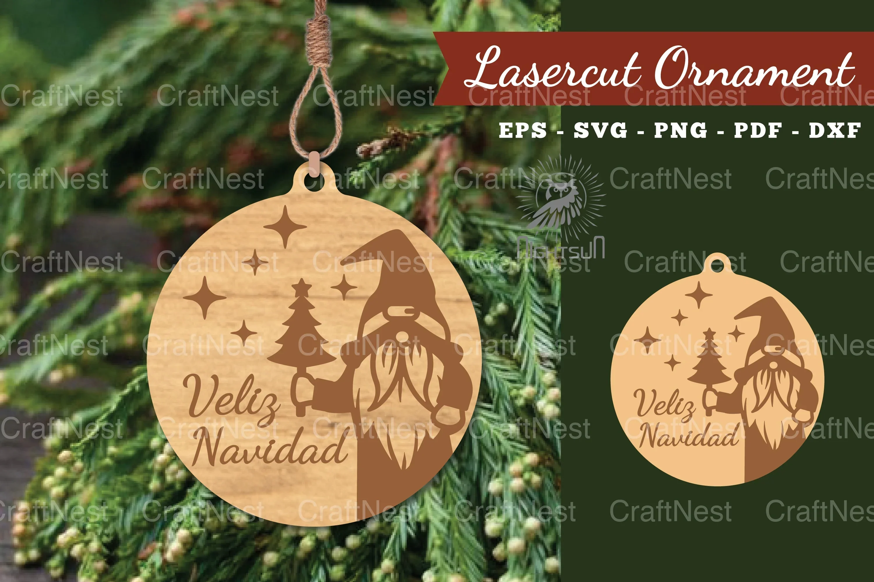 Christmas Laser Cut Ornament Clipart Bundle