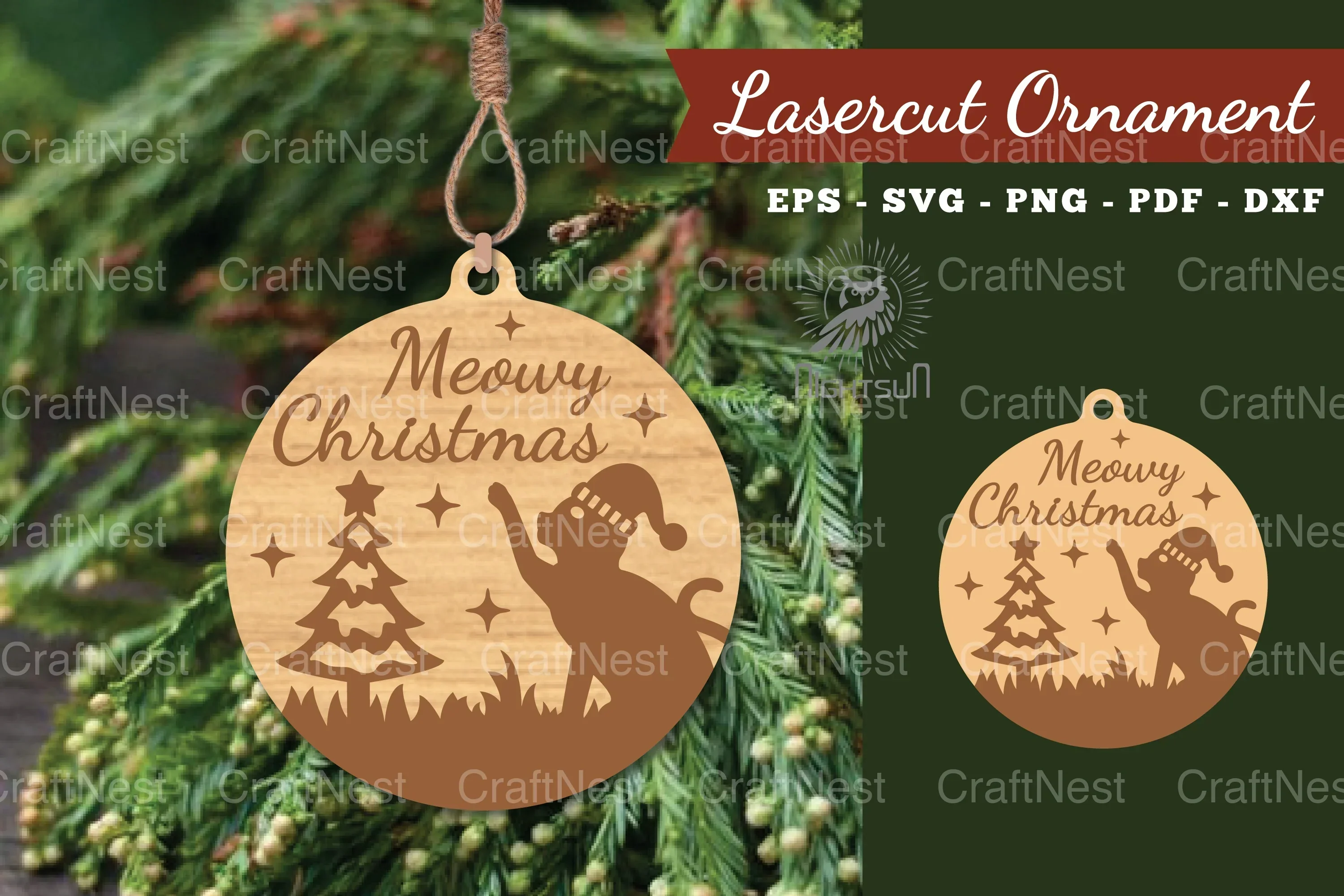 Christmas Laser Cut Ornament Clipart Bundle