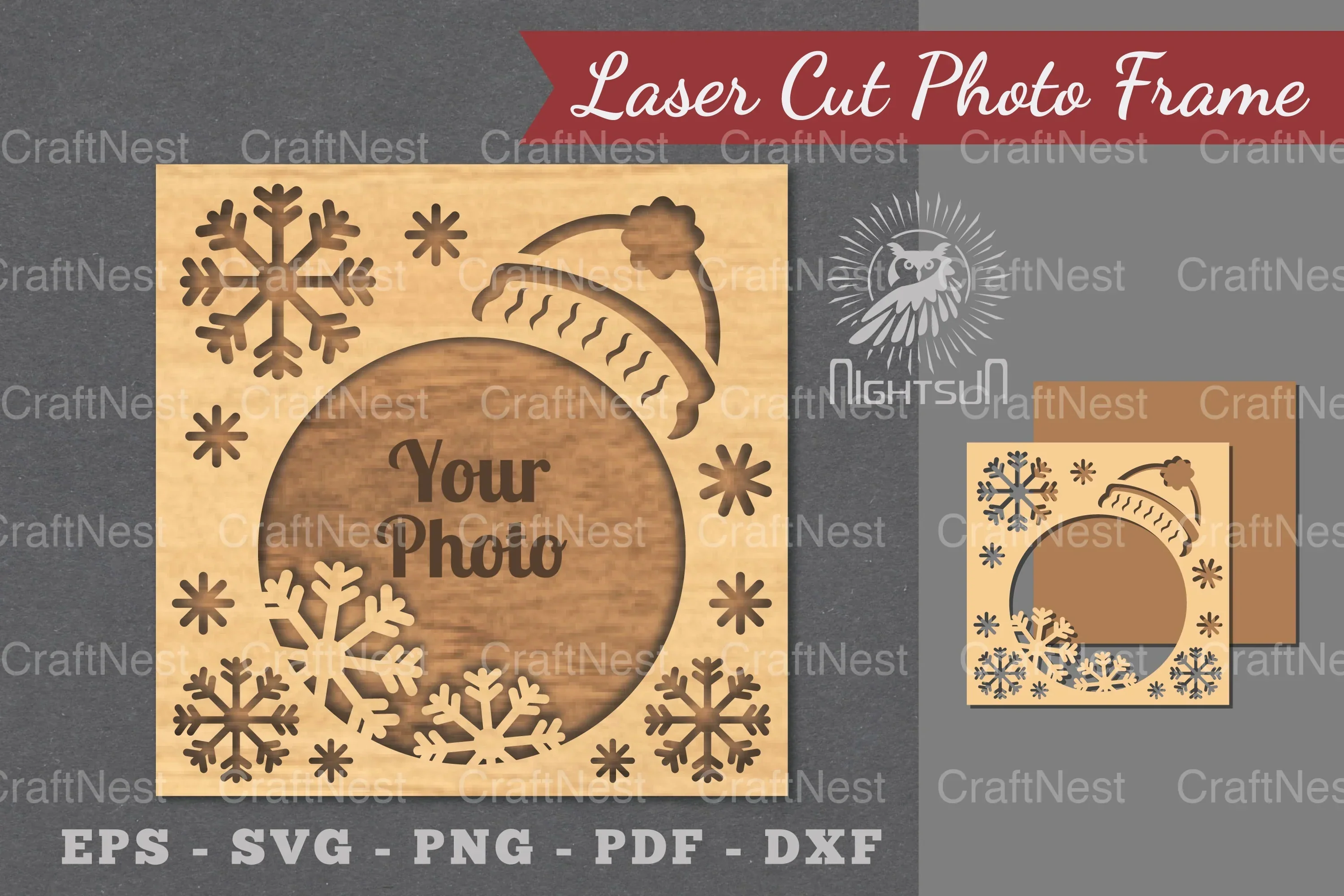 Christmas Laser Cut Photo Frame Clipart Bundle