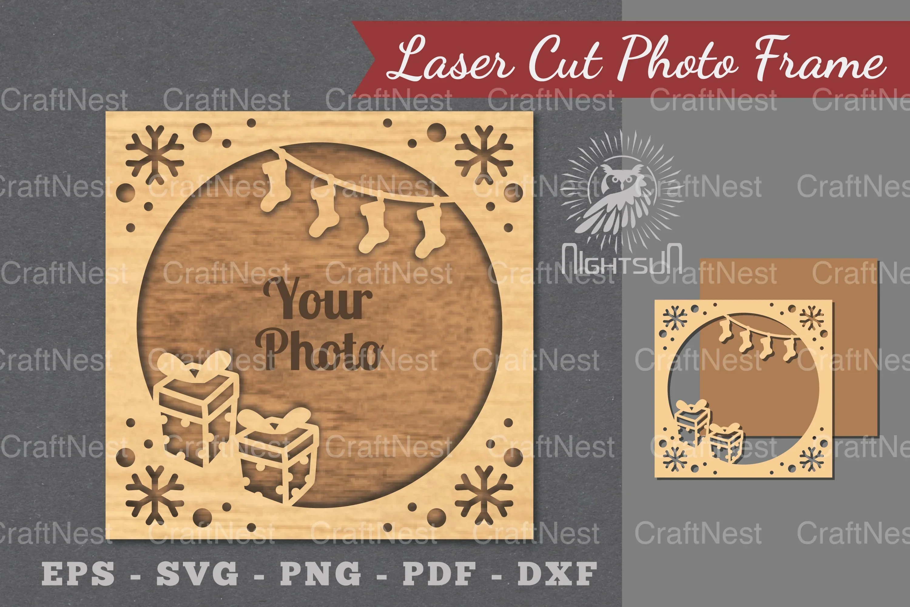 Christmas Laser Cut Photo Frame Clipart Bundle