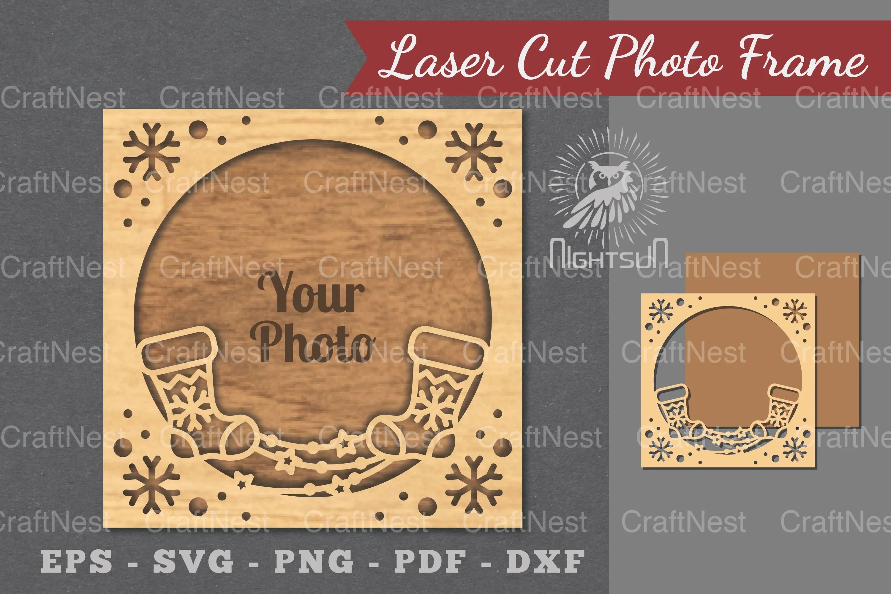 Christmas Laser Cut Photo Frame Clipart Bundle