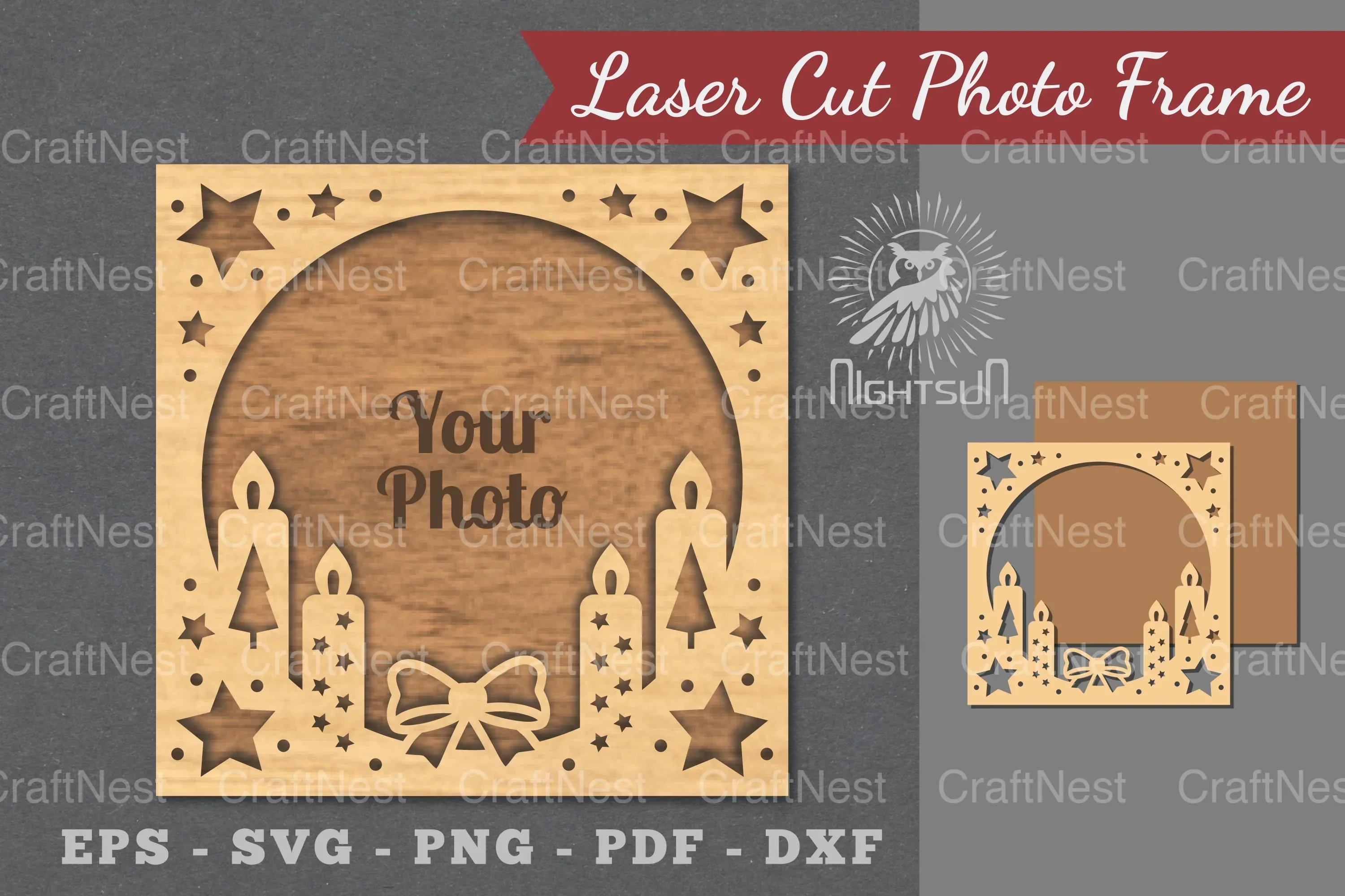 Christmas Laser Cut Photo Frame Clipart Bundle
