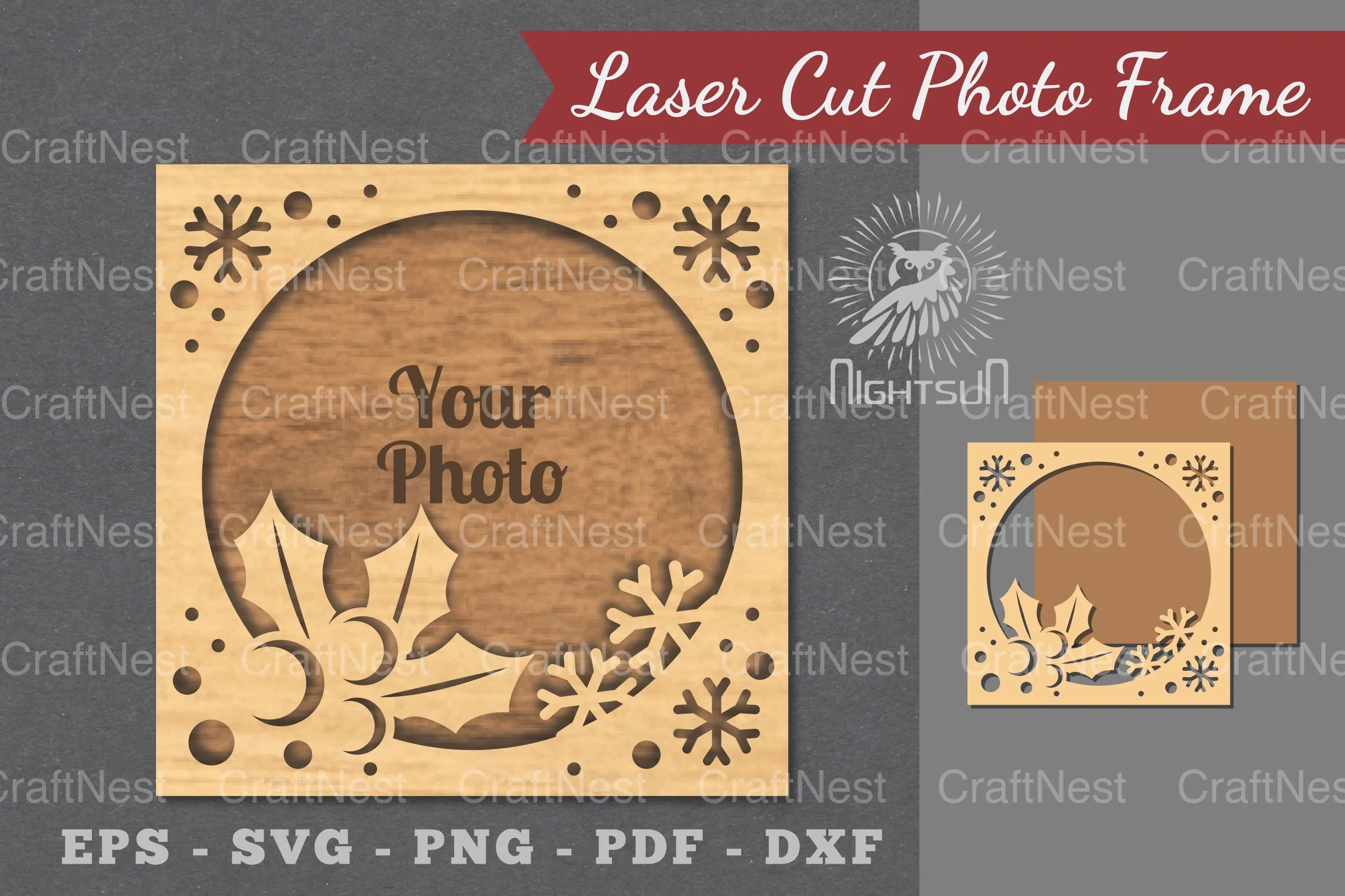 Christmas Laser Cut Photo Frame Clipart Bundle