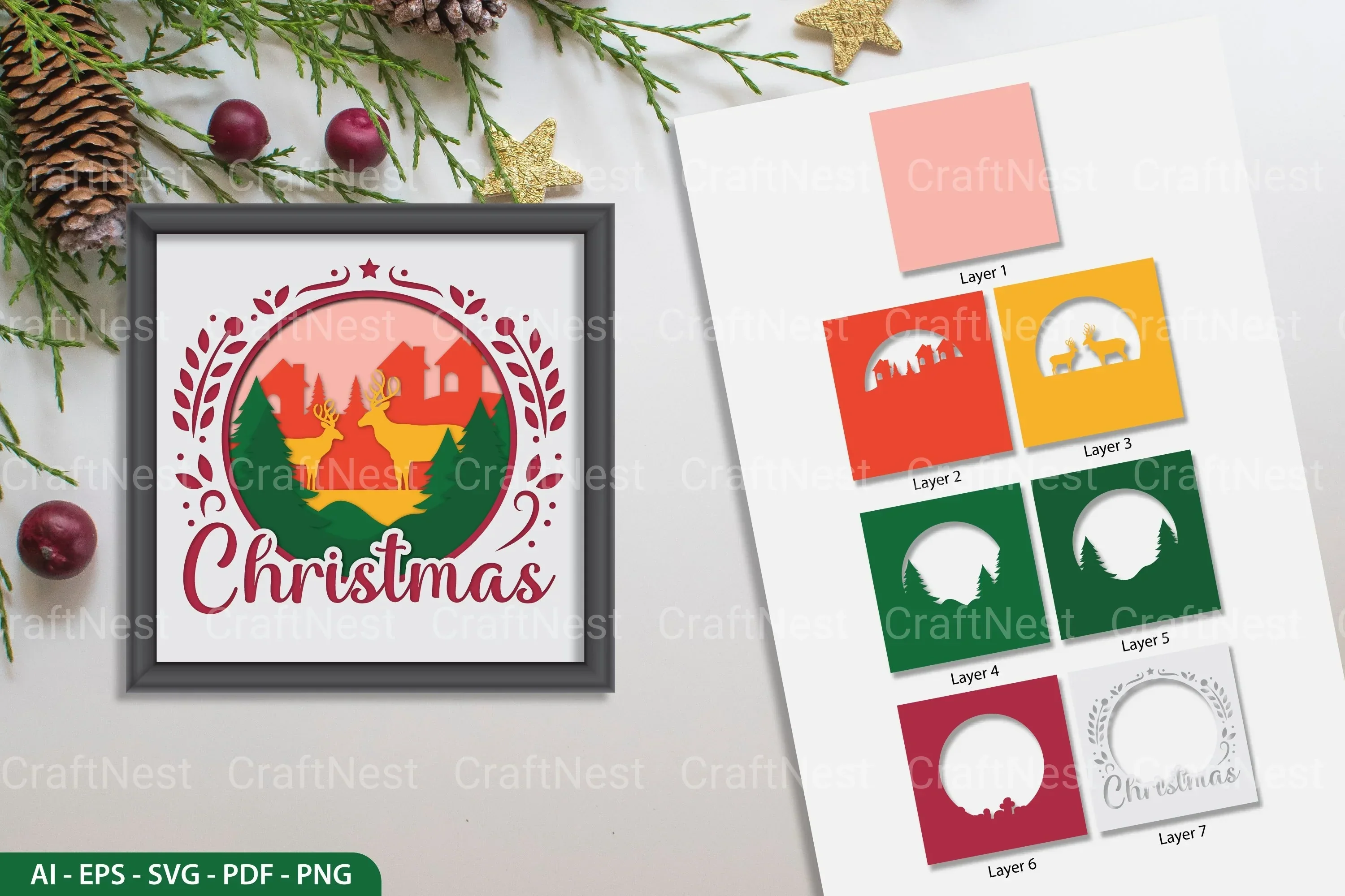 Christmas Layered Papercut SVG Bundle