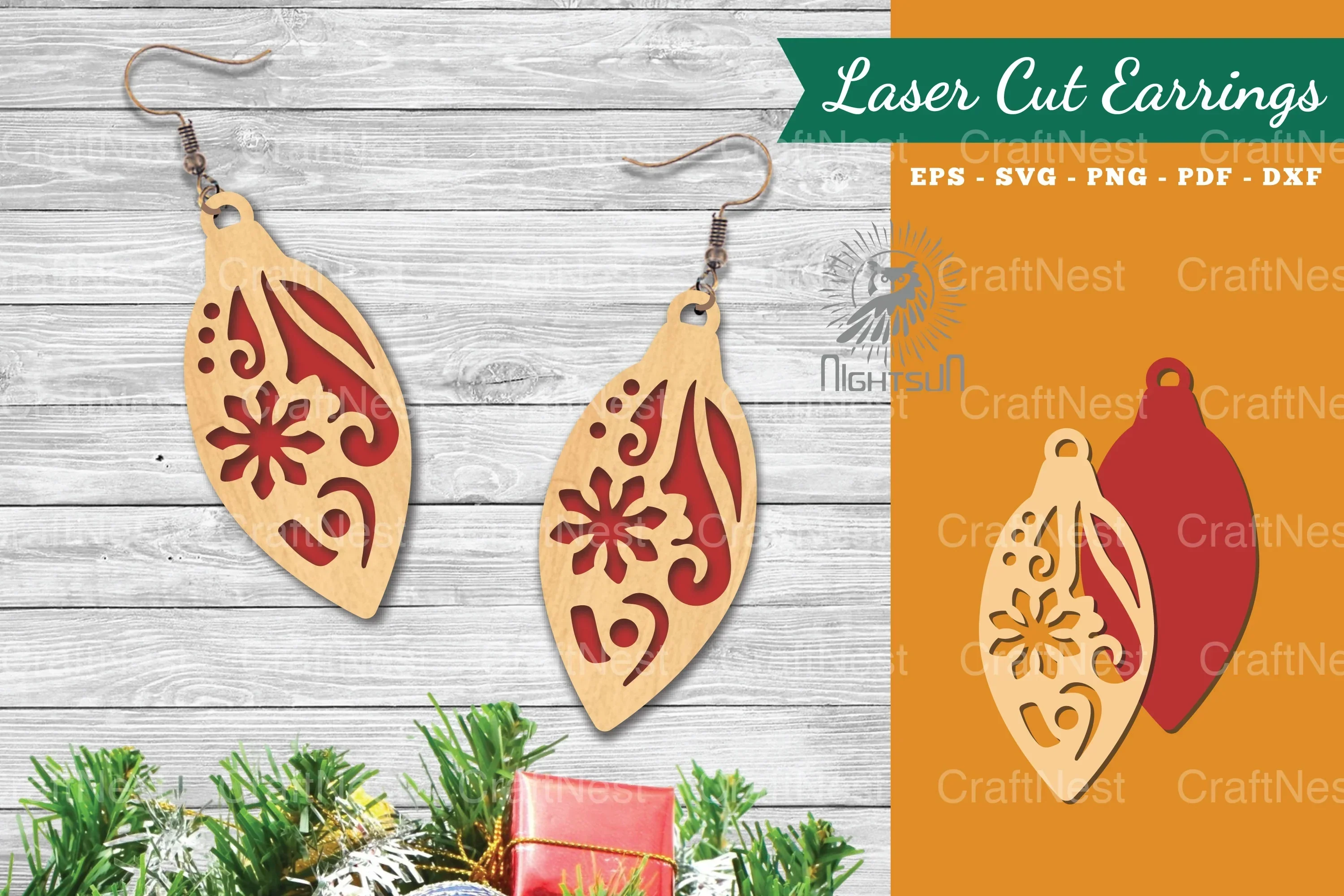 Christmas Light Laser Cut Earrings SVG Bundle