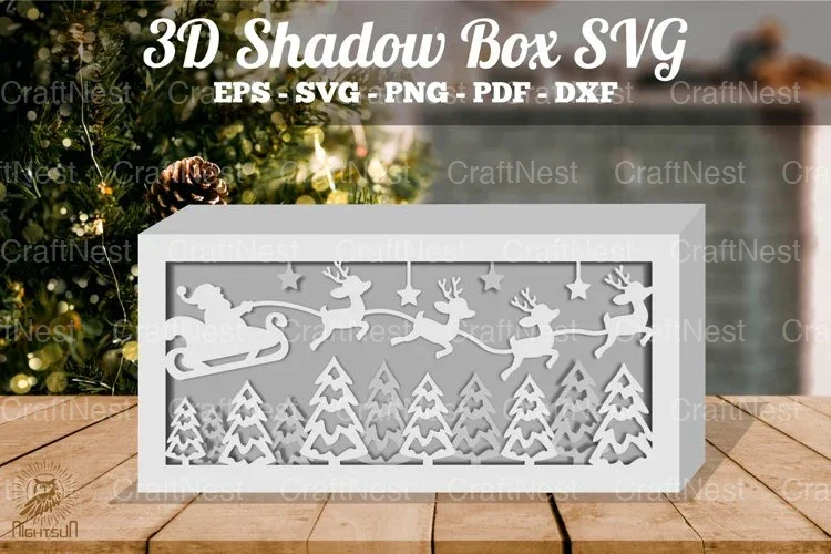 Christmas Night Santa Shadow Box SVG Bundle