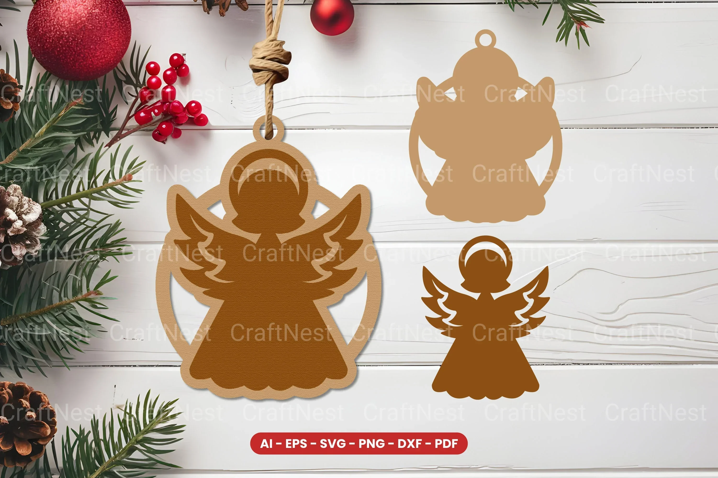 Christmas Ornament Laser Cut SVG Bundle Clipart
