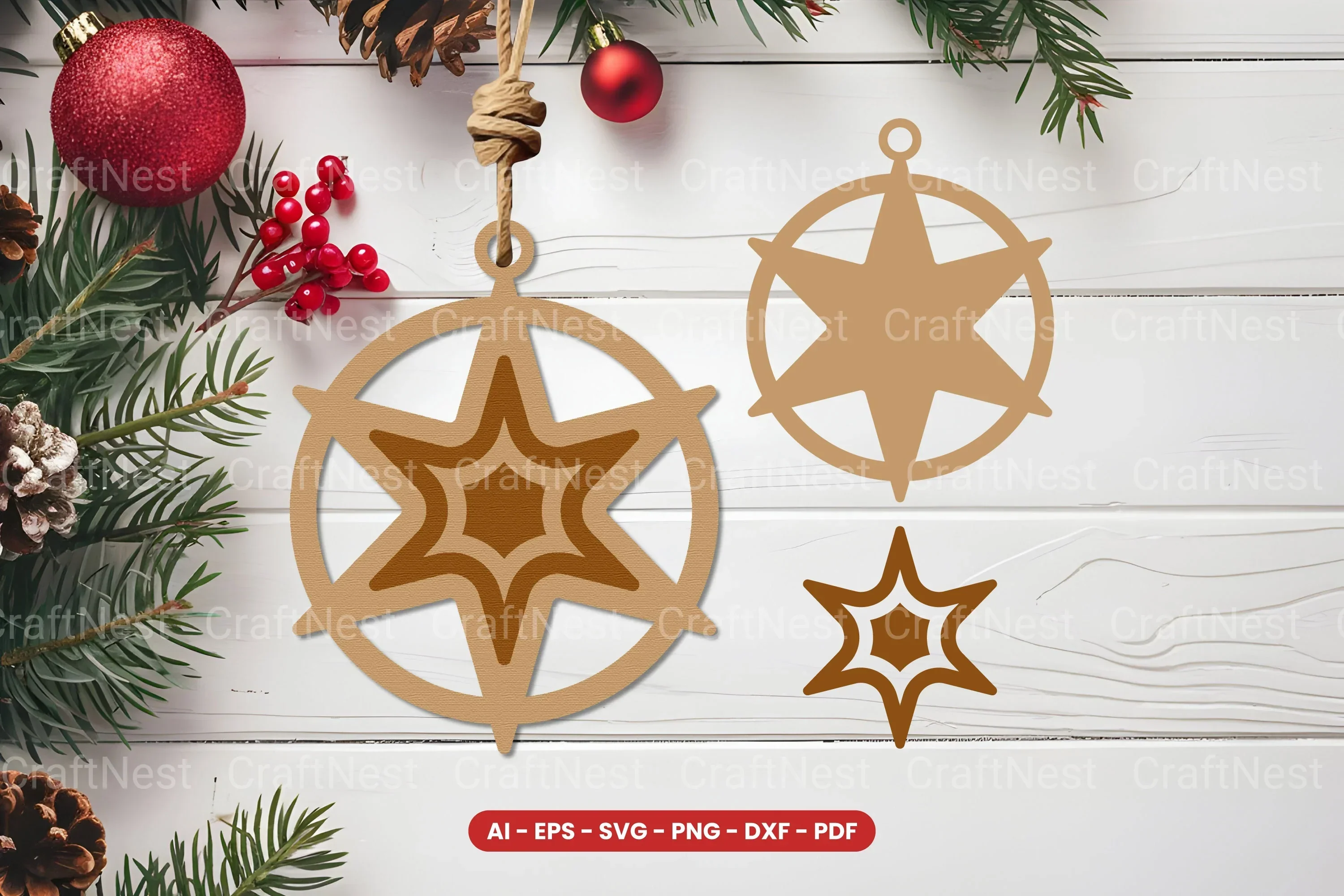 Christmas Ornament Laser Cut SVG Bundle