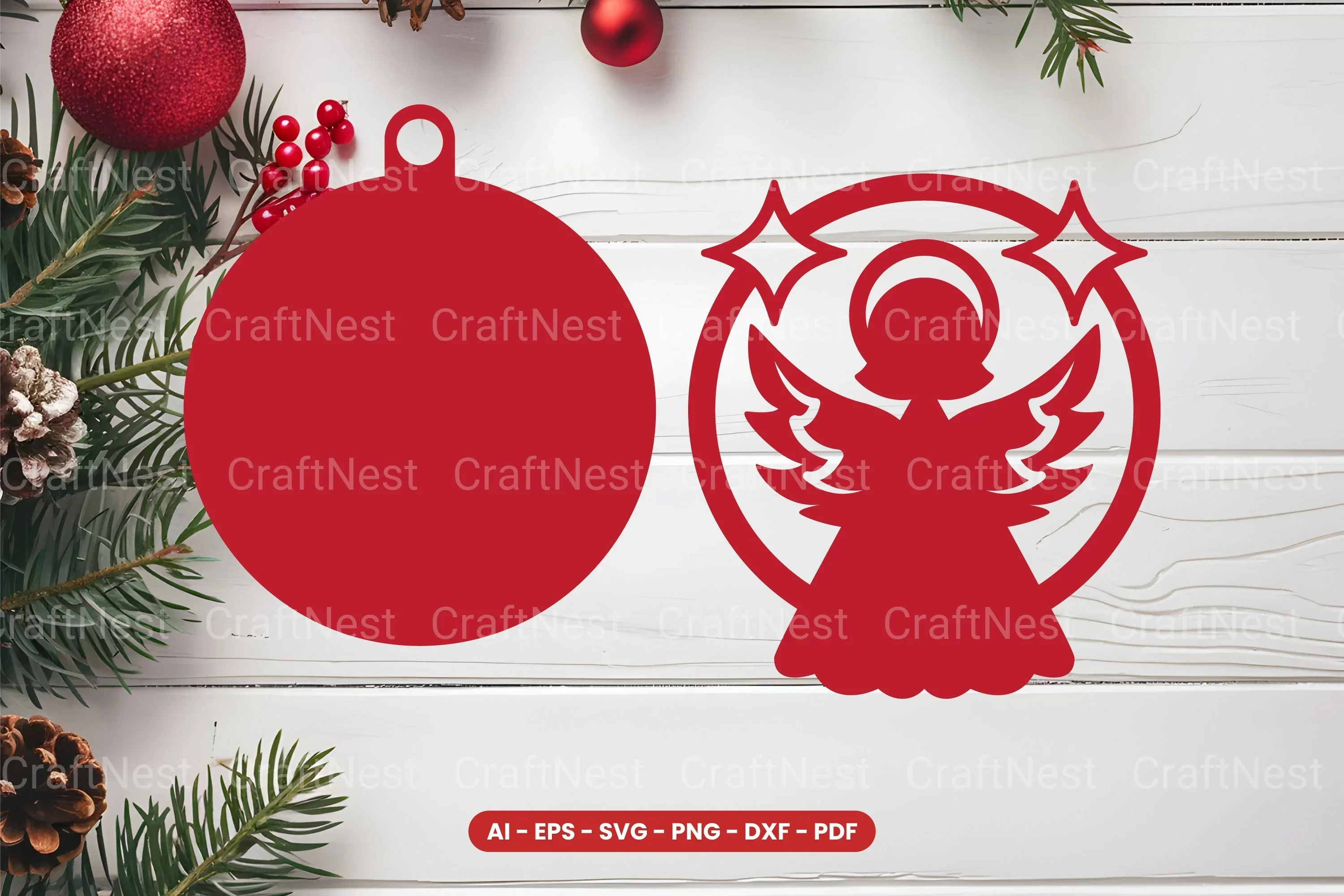 Christmas Ornament Laser Cut SVG Bundle - Image 2