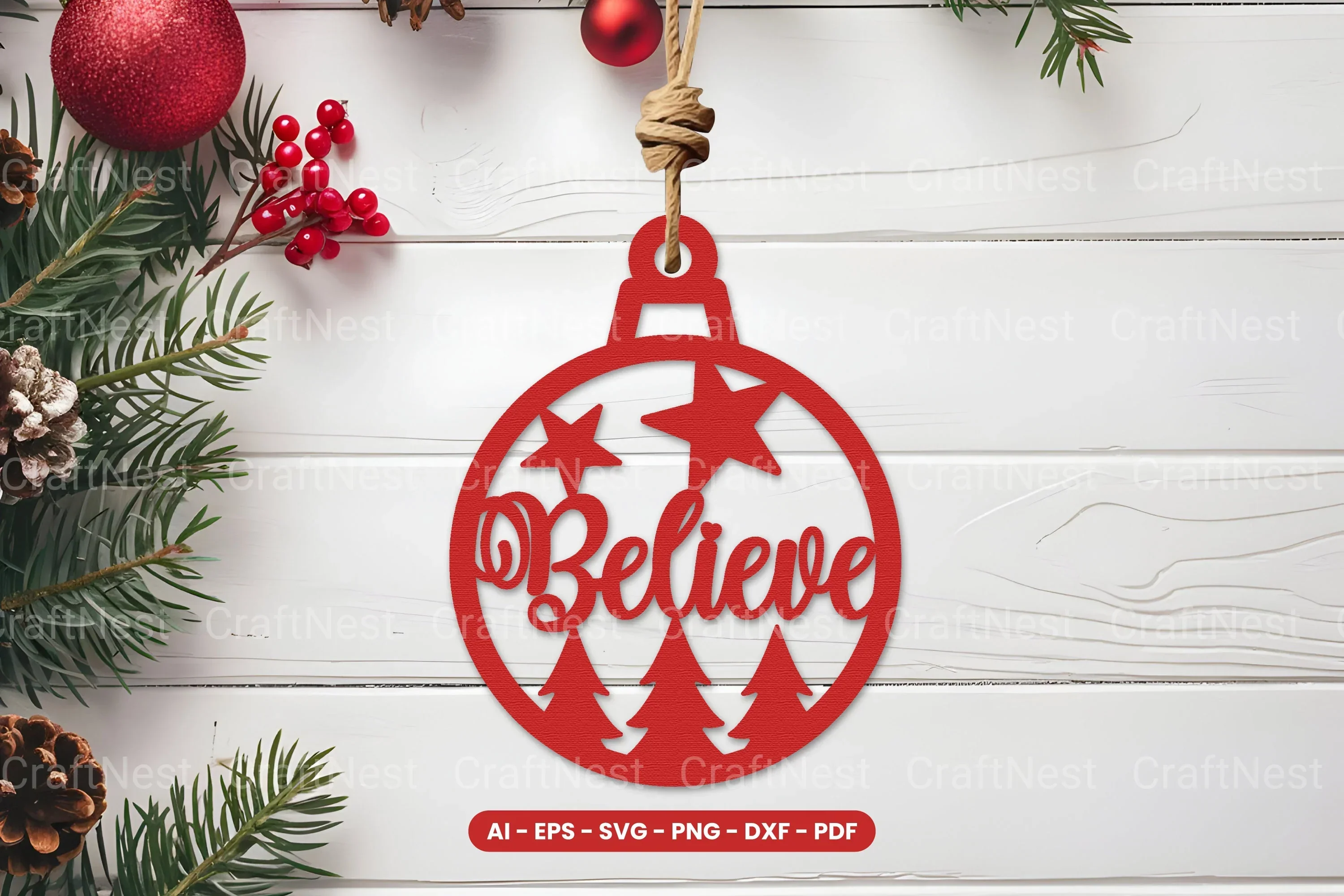 Christmas Ornament Laser Cut SVG Bundle
