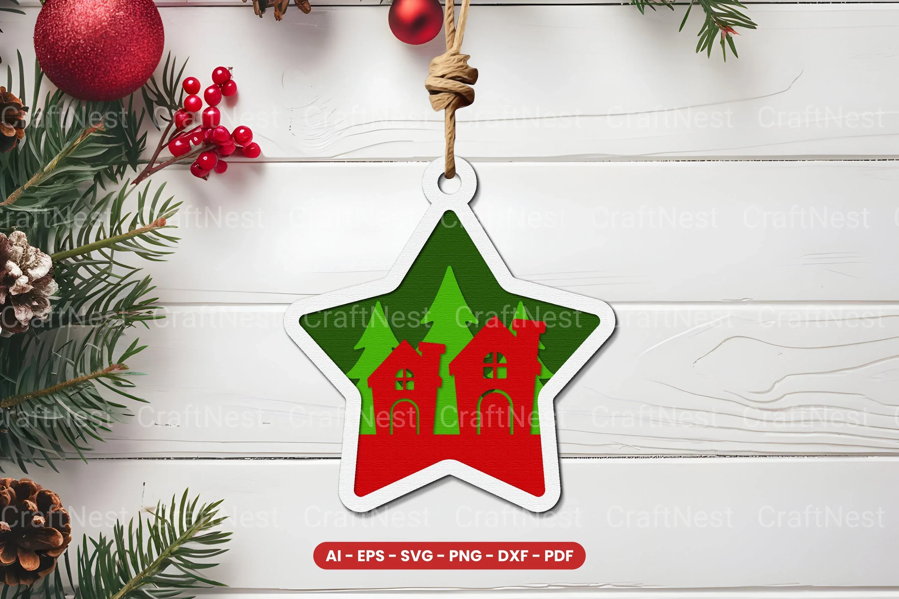Christmas Ornament Lasercut SVG Bundle