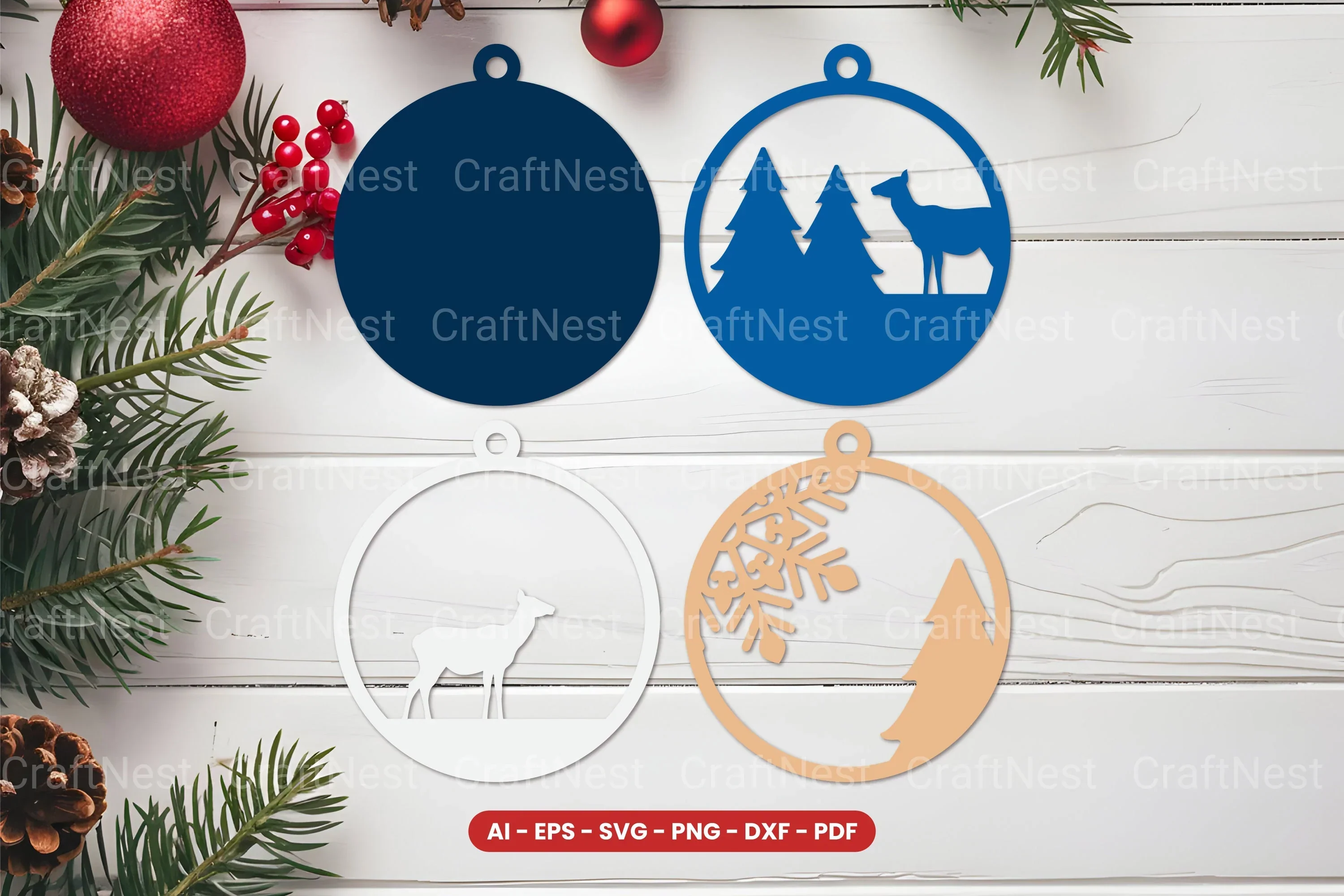 Christmas Ornament Lasercut SVG Bundle - Image 2