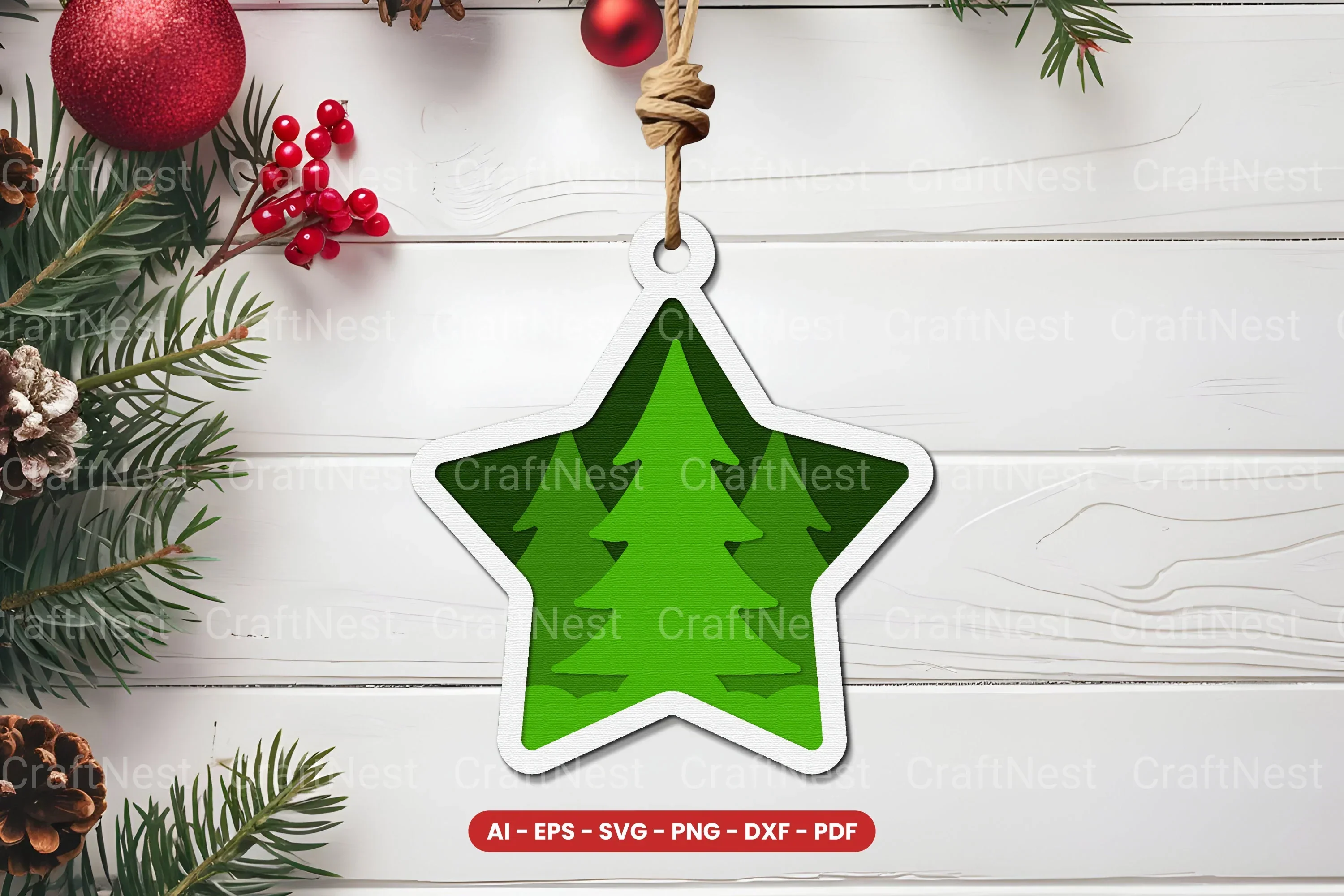 Christmas Ornament Lasercut SVG Bundle