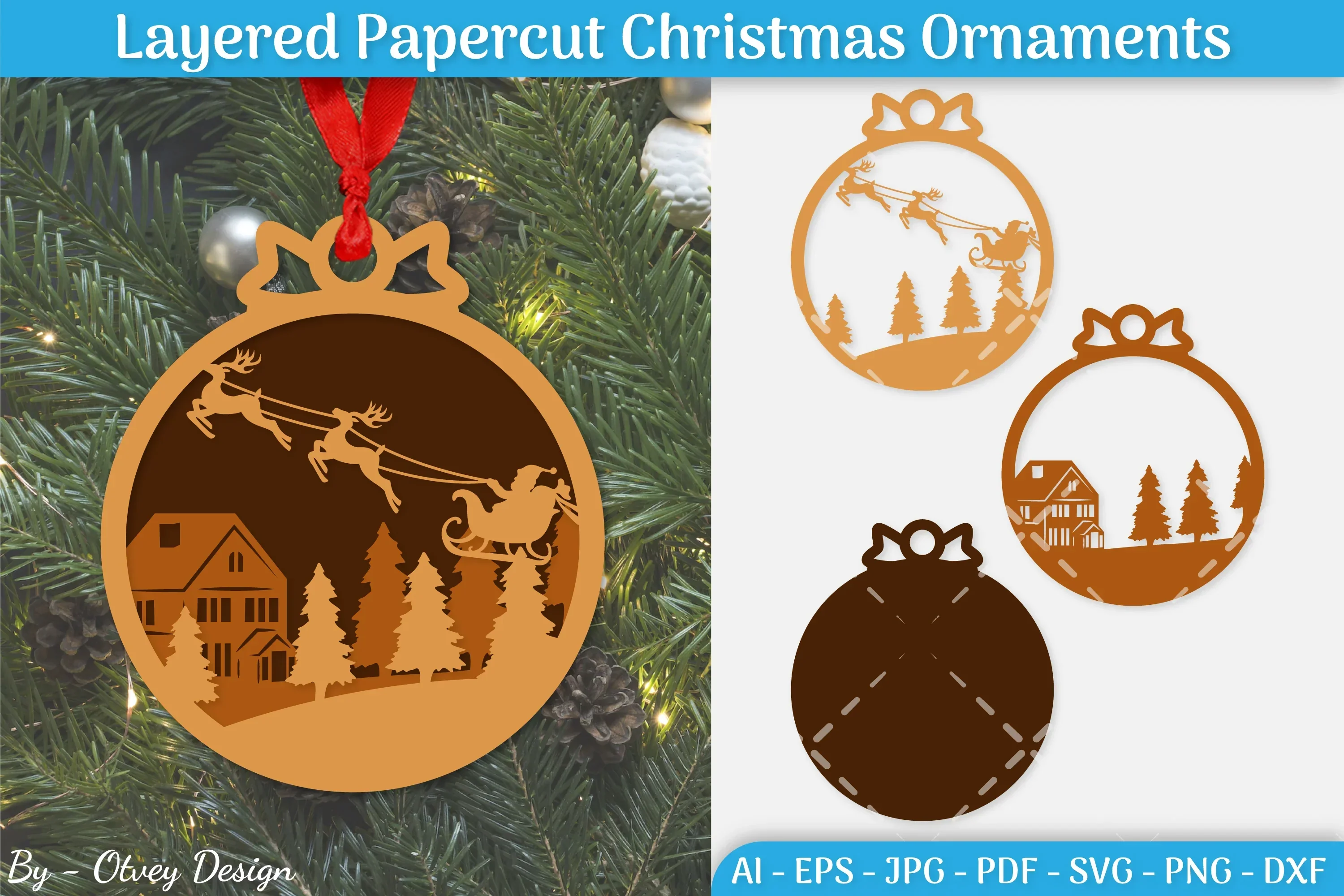 Christmas Ornament Layered SVG Bundle