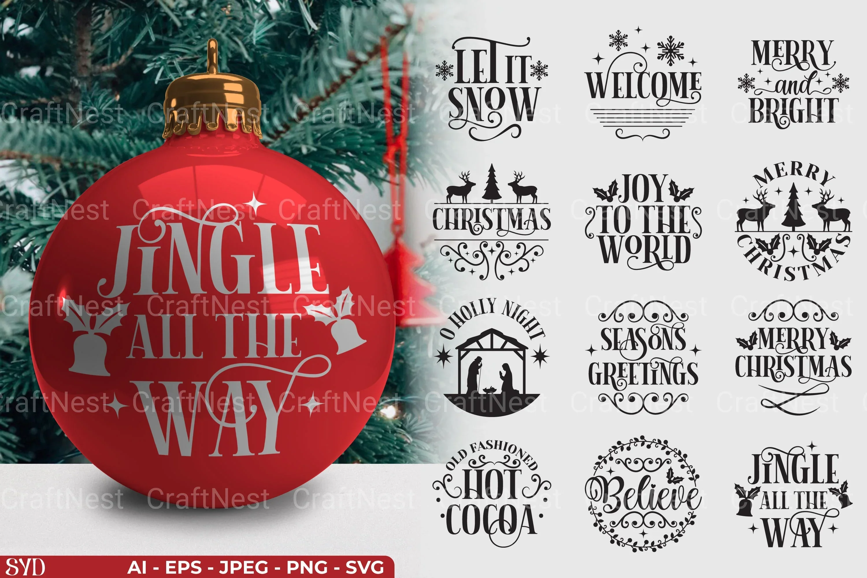 Christmas Ornament SVG Bundle