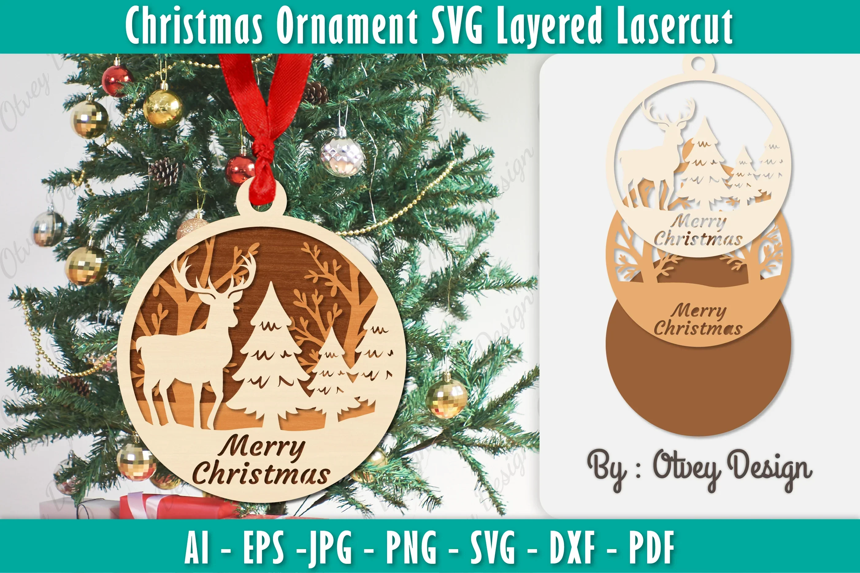 Christmas Ornaments Layered Lasercut SVG Bundle