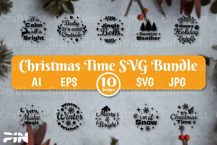 Christmas Ornaments Round SVG Bundle