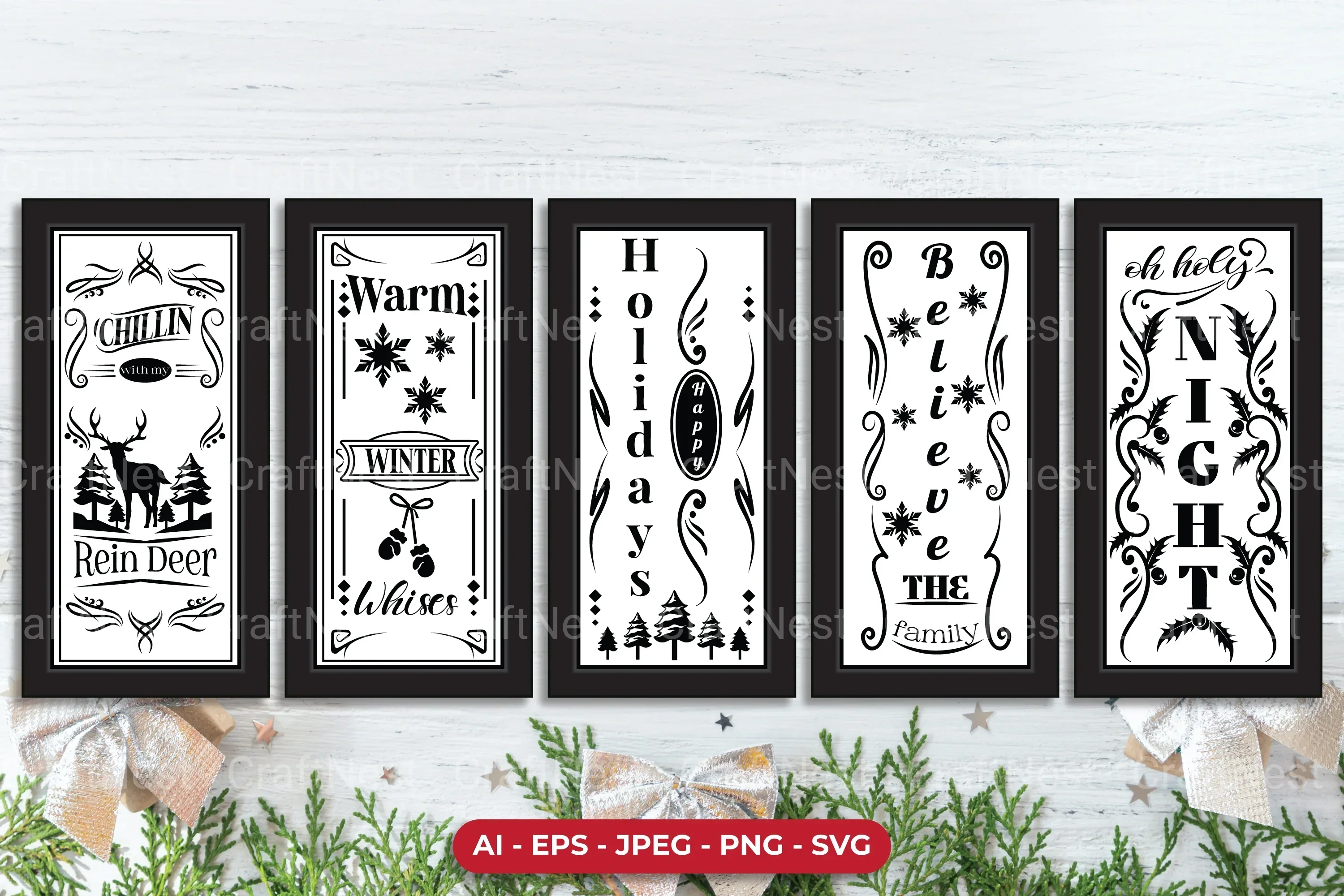 Christmas Porch Sign Decal SVG Bundle