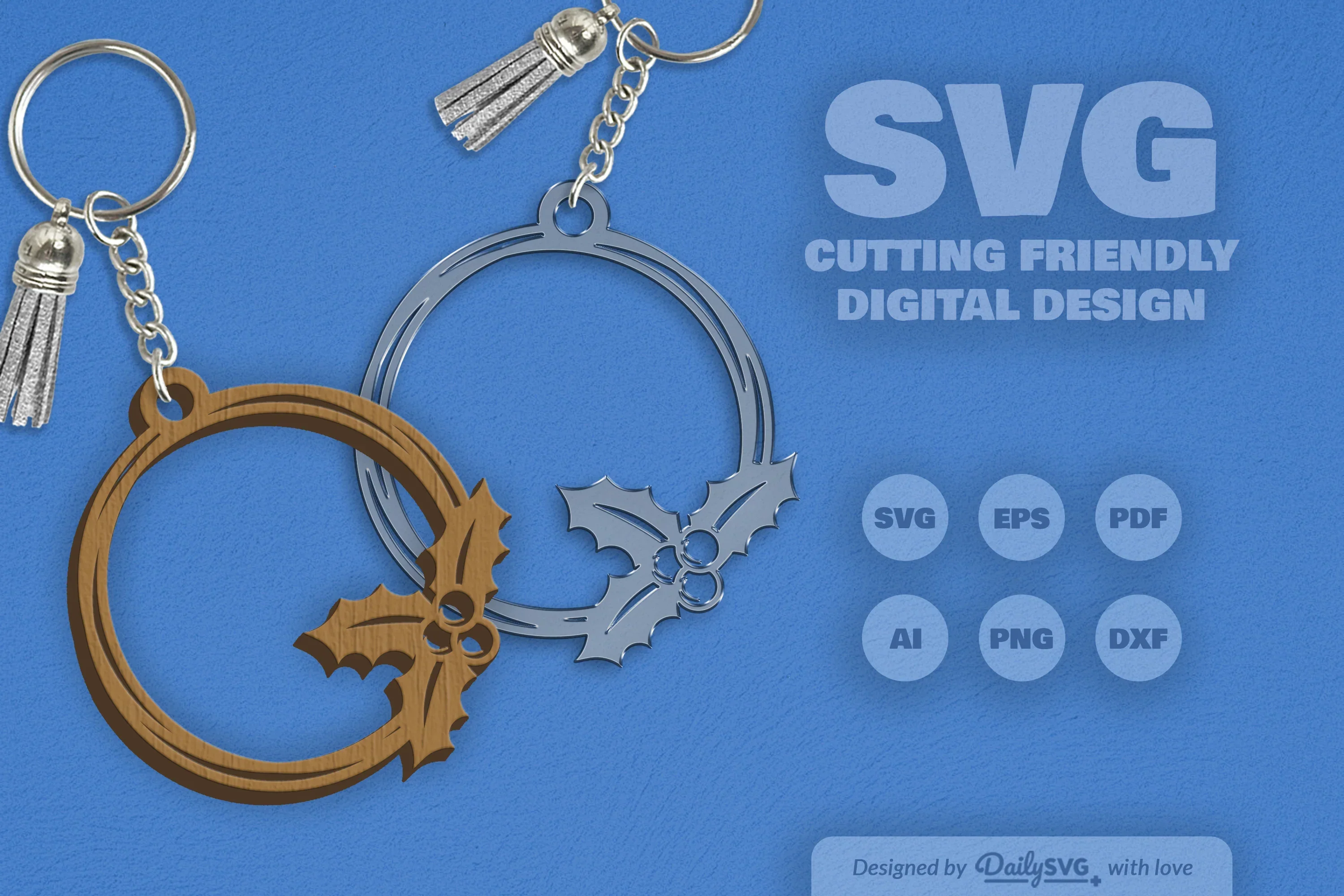 Christmas Round Keychain Clipart - Daily SVG Bundles - Image 6