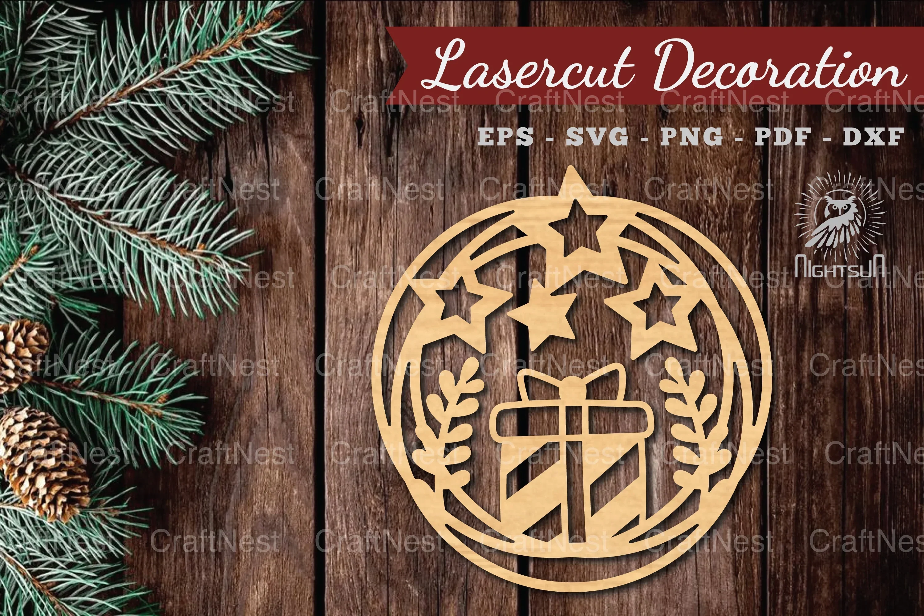 Christmas Round Laser Cut Decoration Clipart Bundle