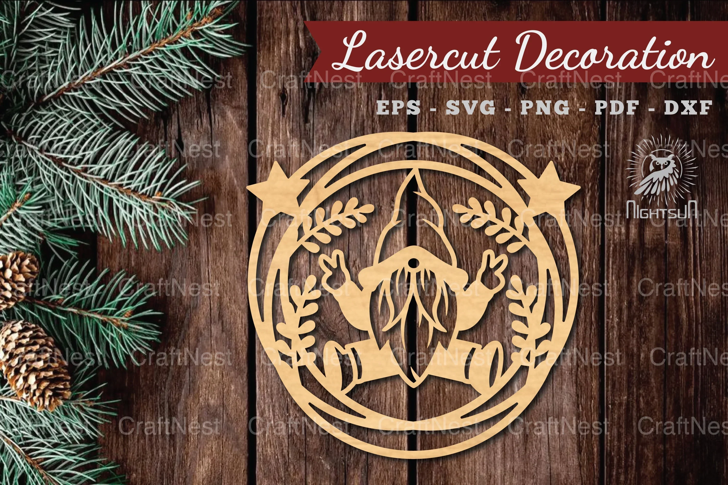 Christmas Round Laser Cut Decoration Clipart Bundle