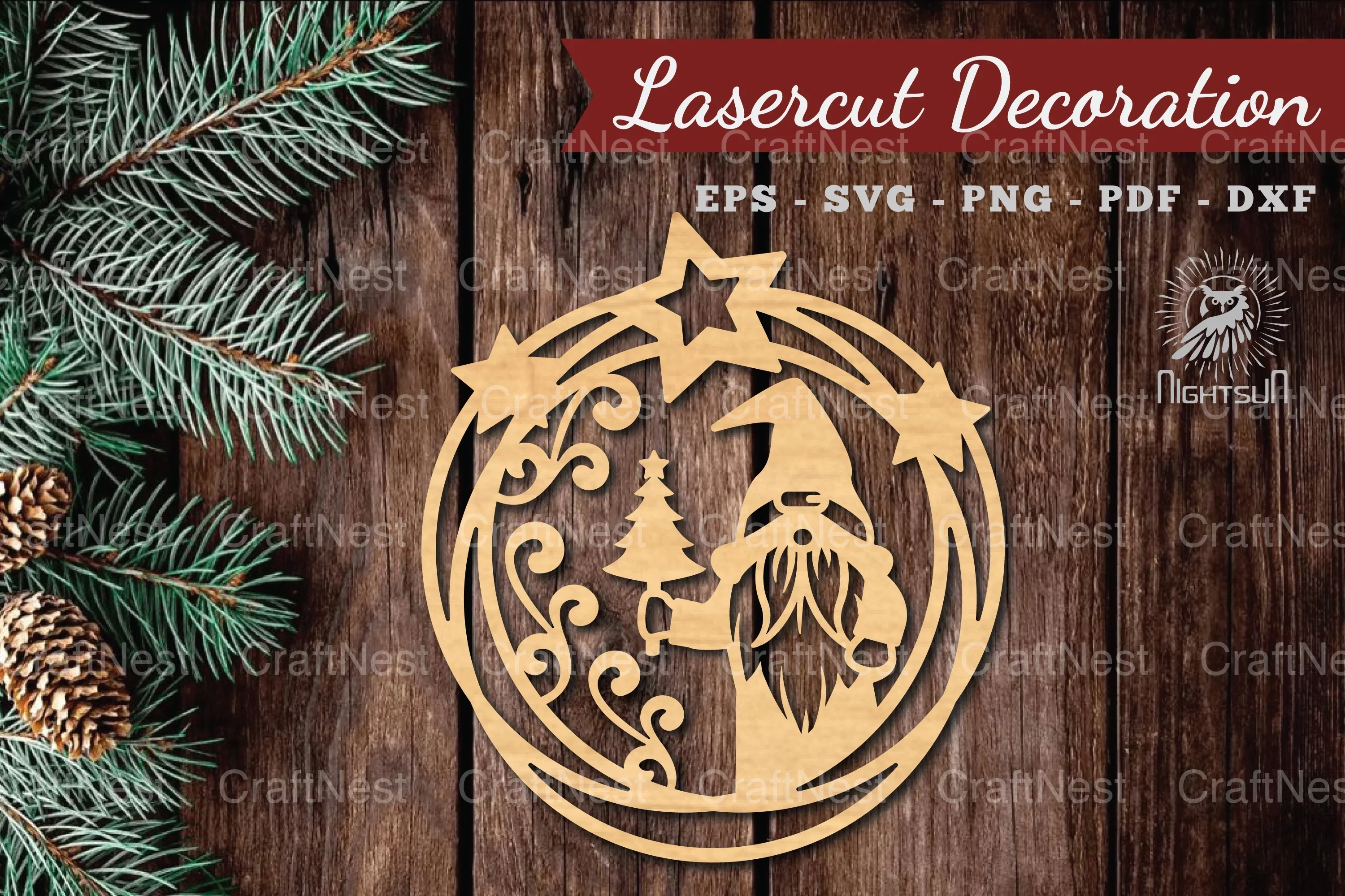 Christmas Round Laser Cut Decoration Clipart Bundle