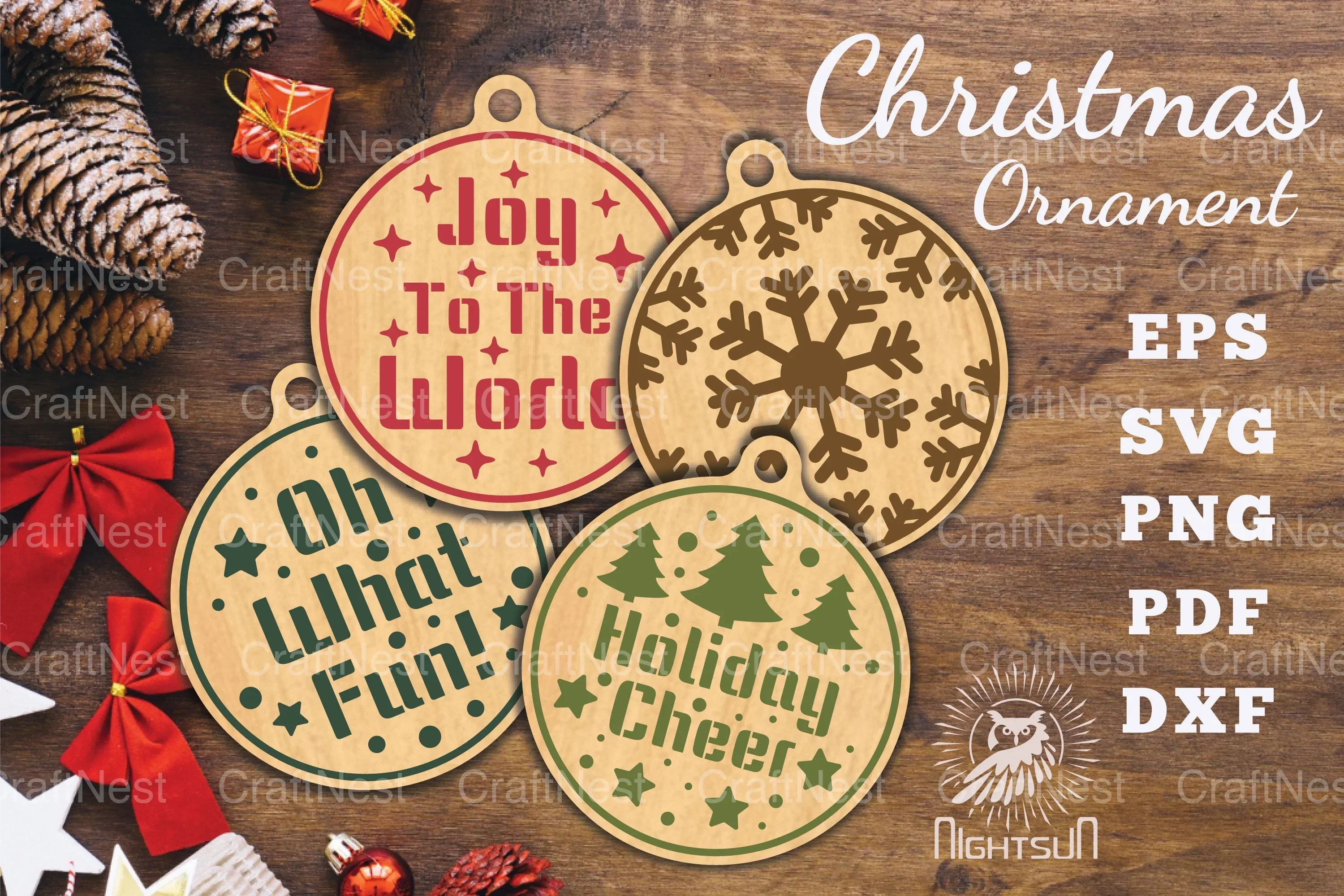 Christmas Round Ornament Clipart Bundle