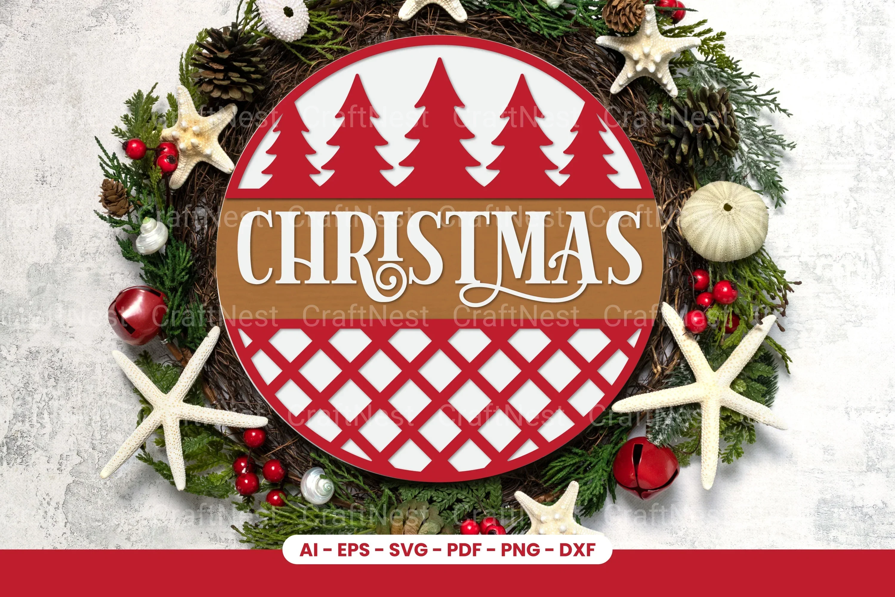 Christmas Round Sign Laser Cut SVG Bundle
