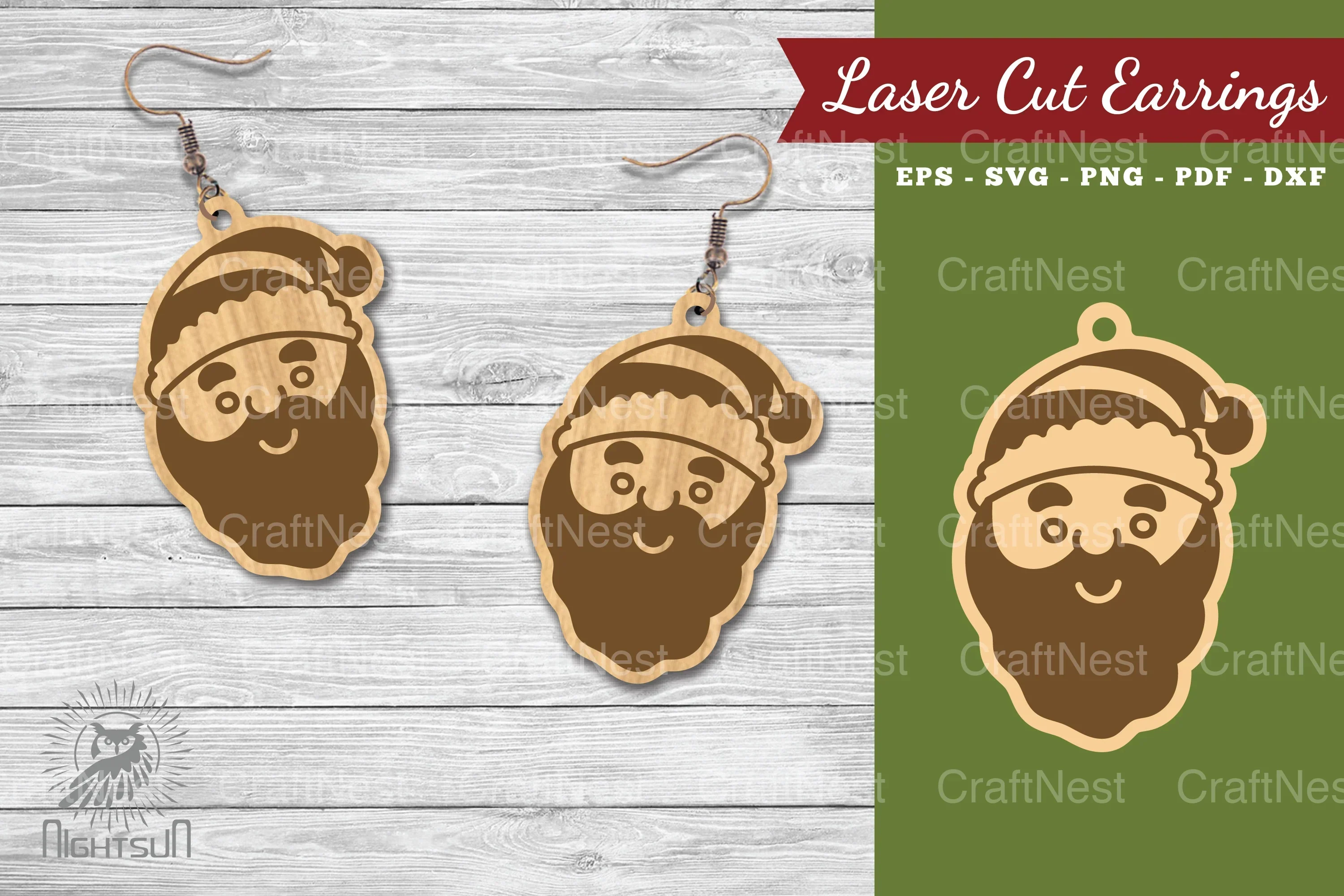 Christmas Santa Laser Cut Earrings Clipart Bundle