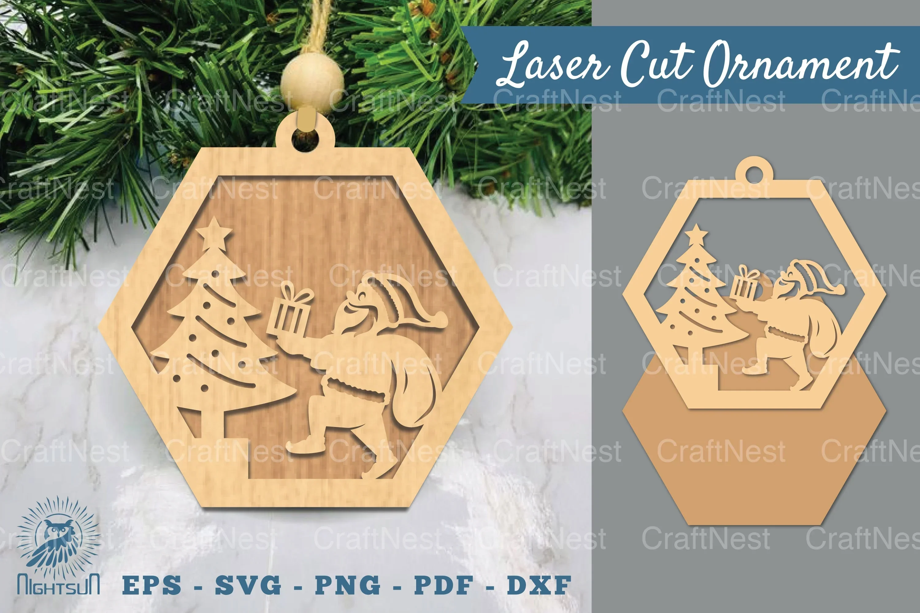 Christmas Santa Laser Cut Ornament Clipart Bundle