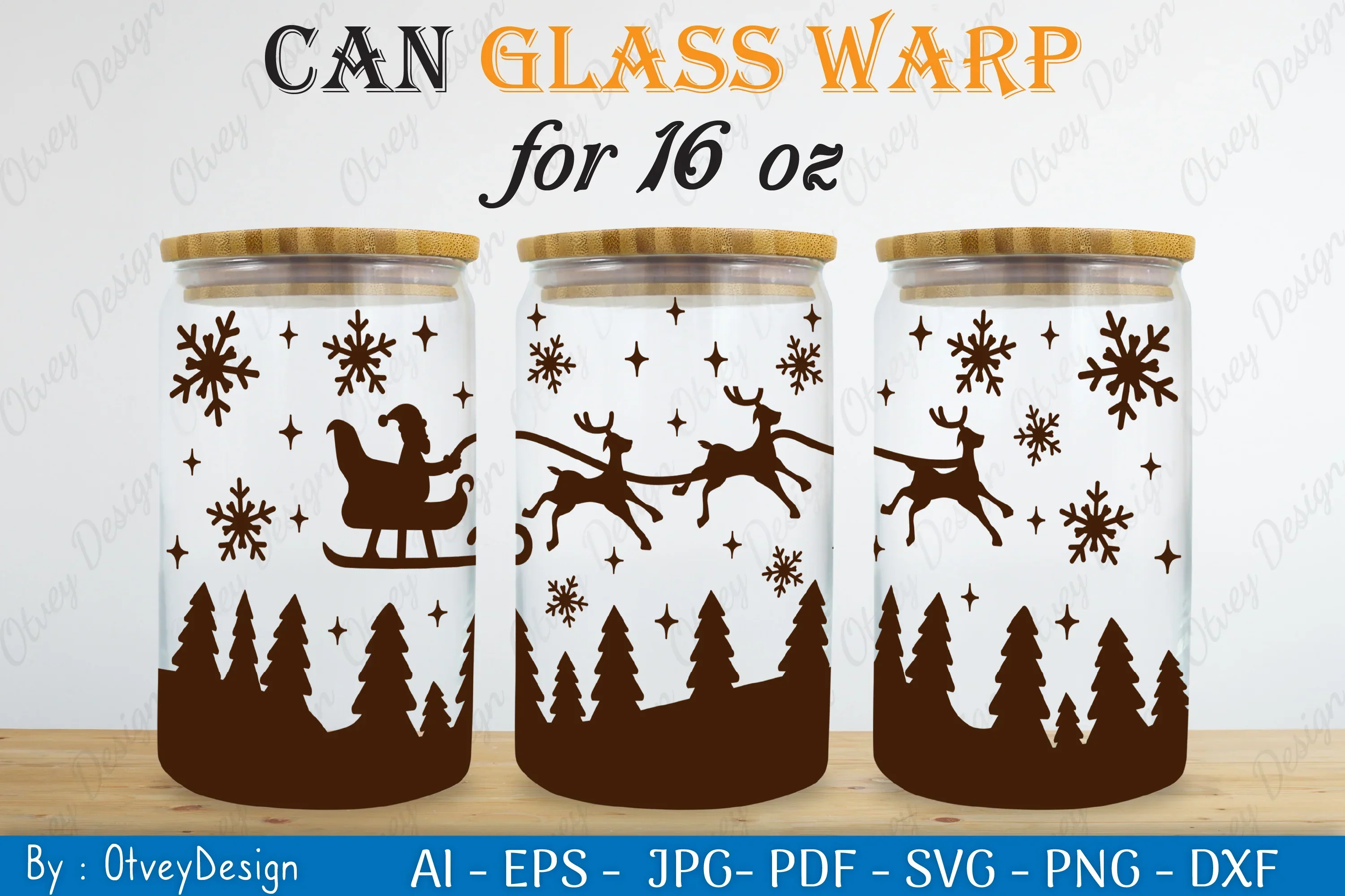 Christmas Santa Sleigh Can Glass 16 OZ SVG Bundle - Image 2