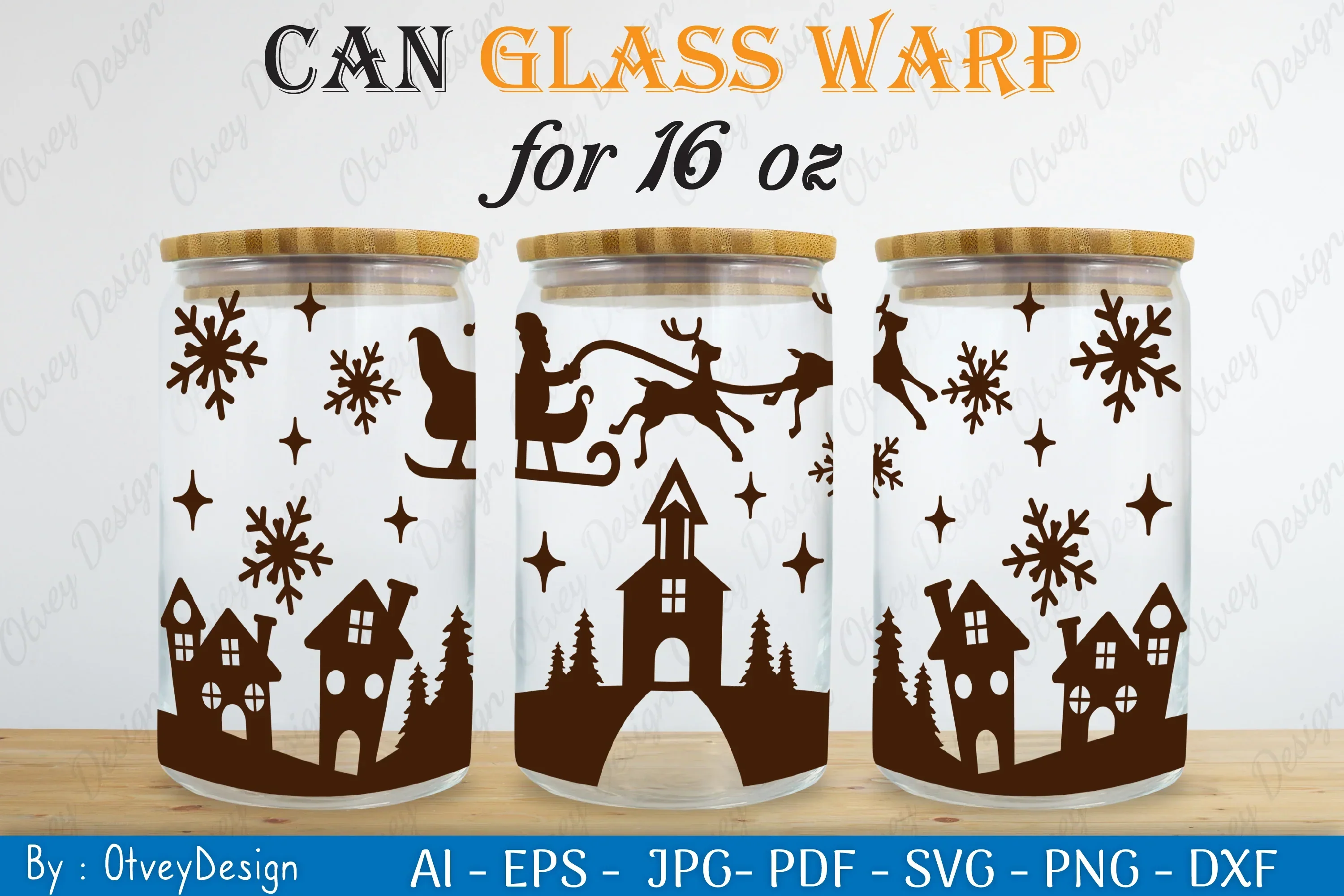 Christmas Santa Sleigh Can Glass 16 OZ SVG Bundle - Image 2